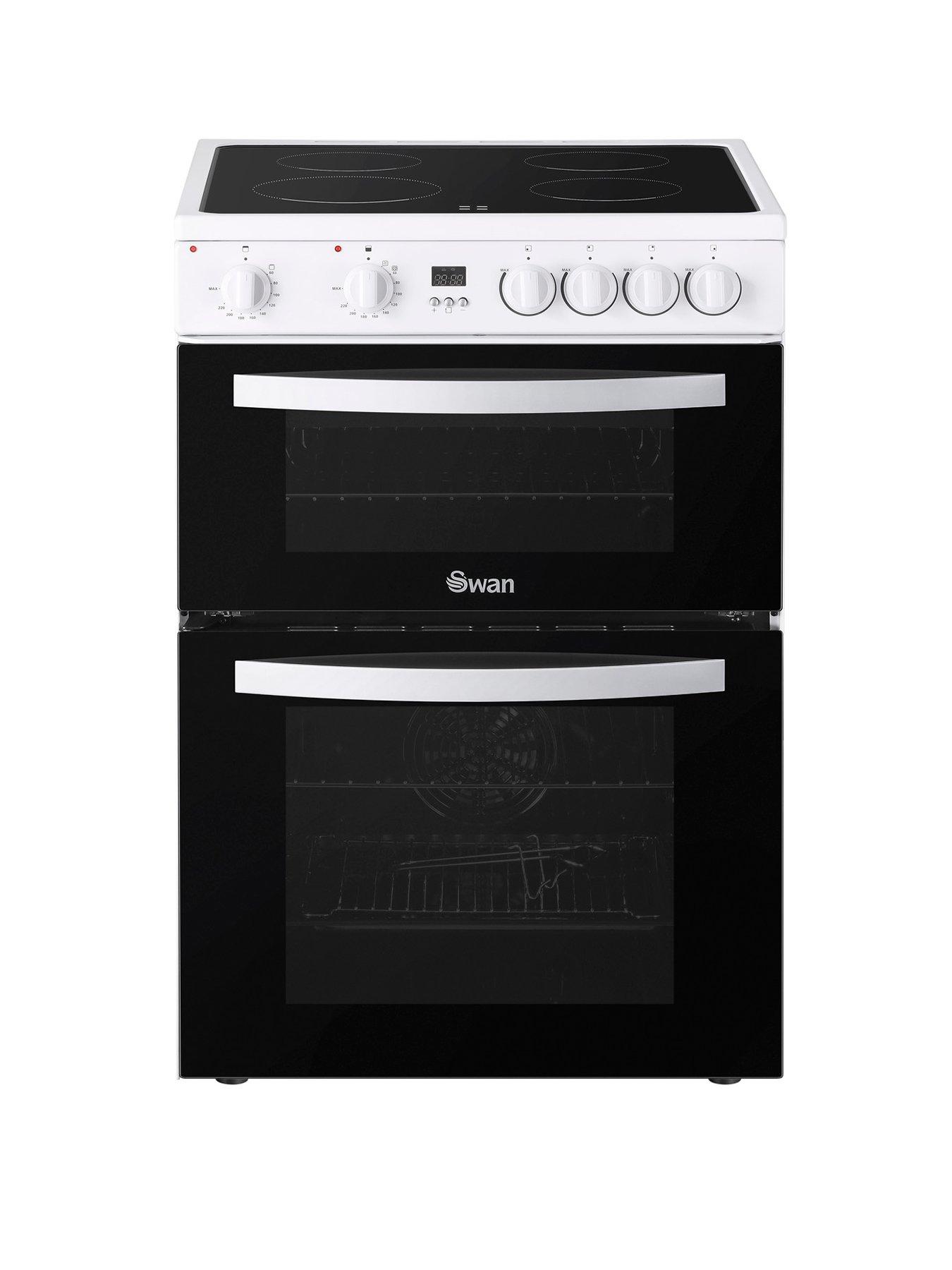 Swan SX16720W 60cm Electric Twin Oven Ceramic Hob Cooker - White