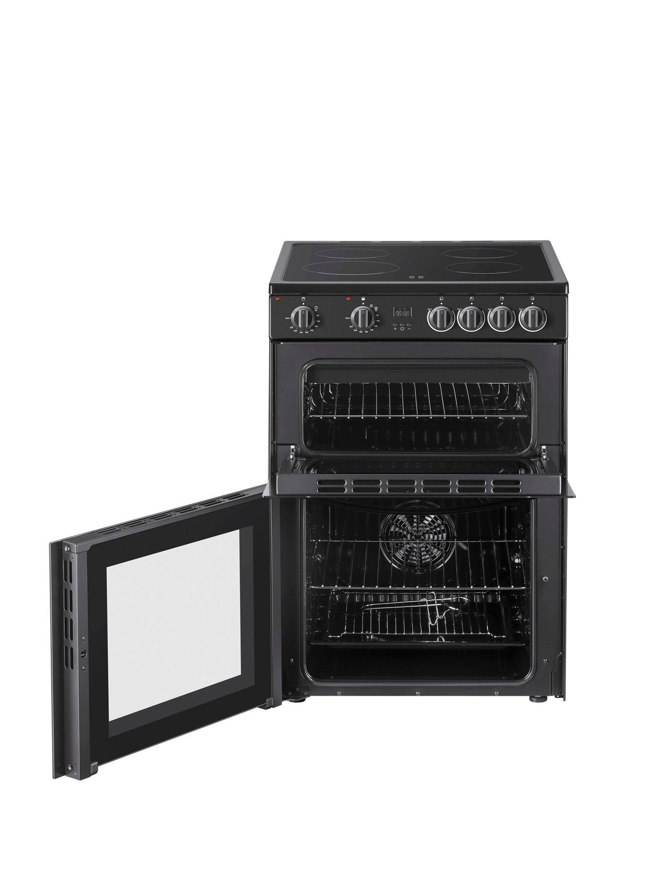  image of swan-sx16720b-60cm-electric-twin-oven-ceramic-hob-cooker-black