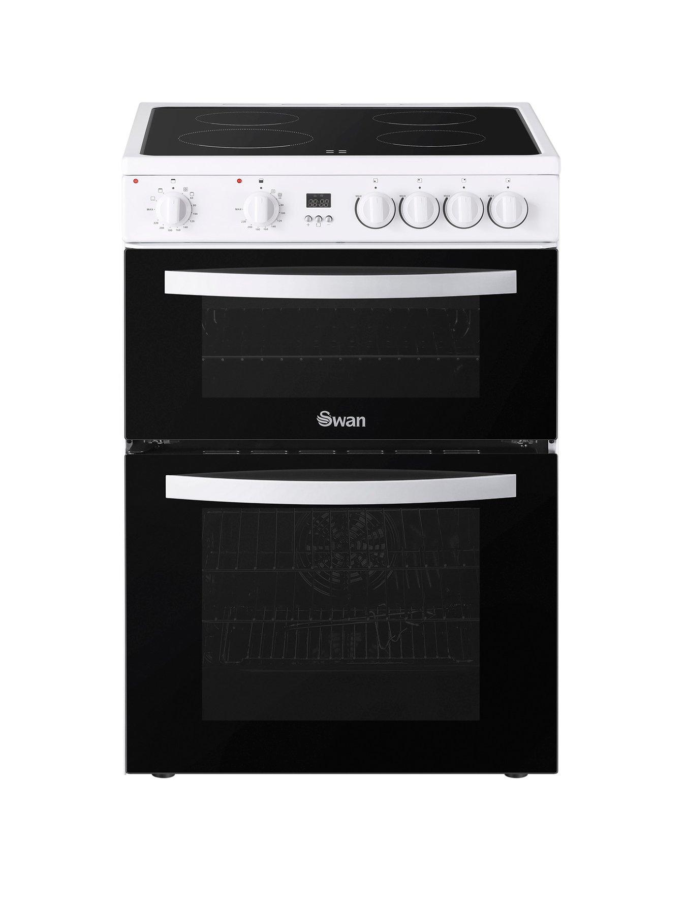 Image 1 of 6 of Swan SX16730W 60cm Electric Double Oven Ceramic Hob Cooker - White