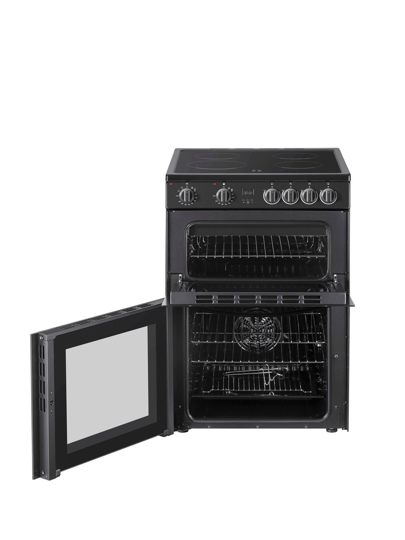  image of swan-sx16730b-60cm-electric-double-oven-ceramic-hob-cooker-black