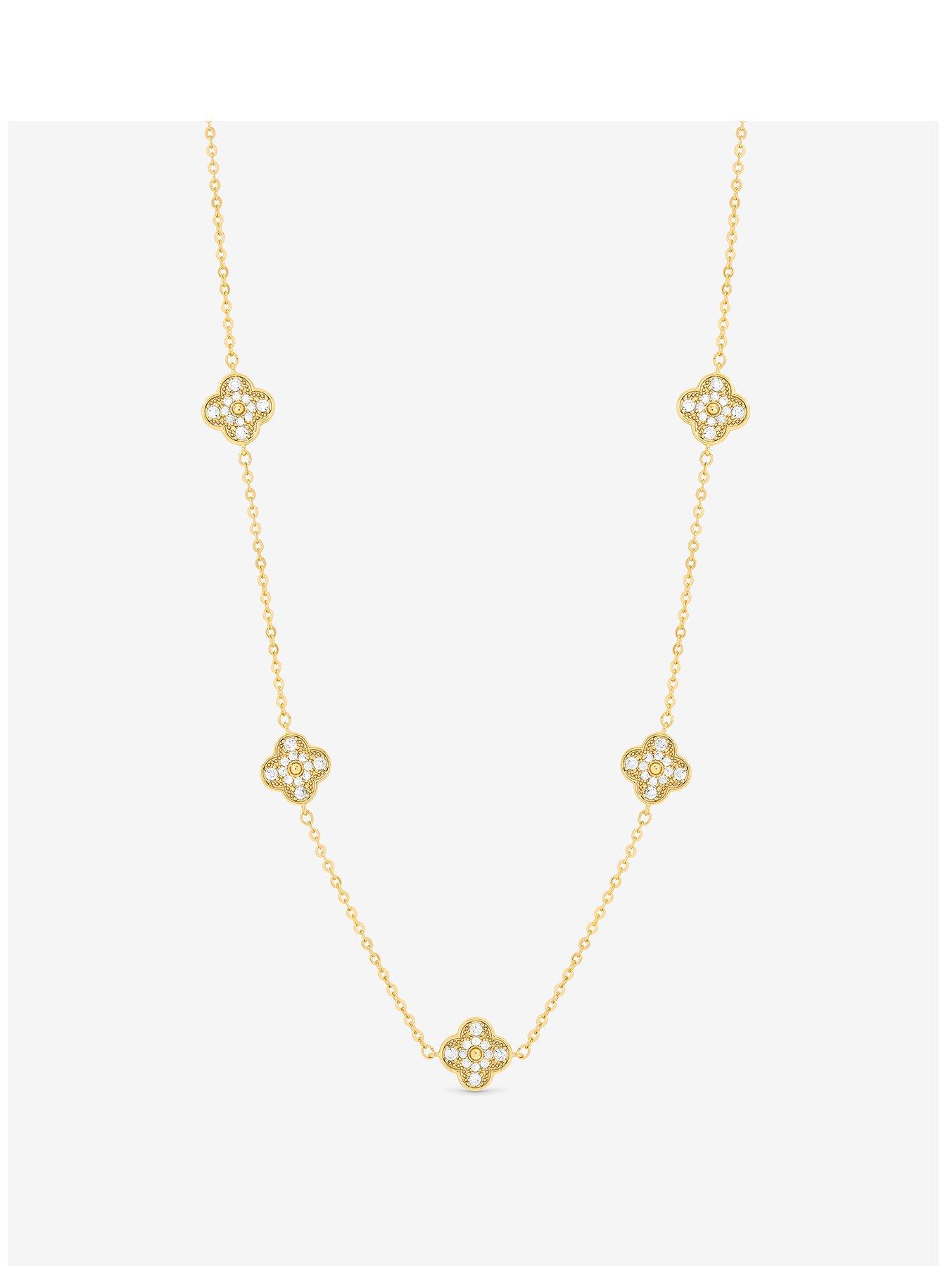 undefined Jon Richard Gold Plated Pave Clover Necklace