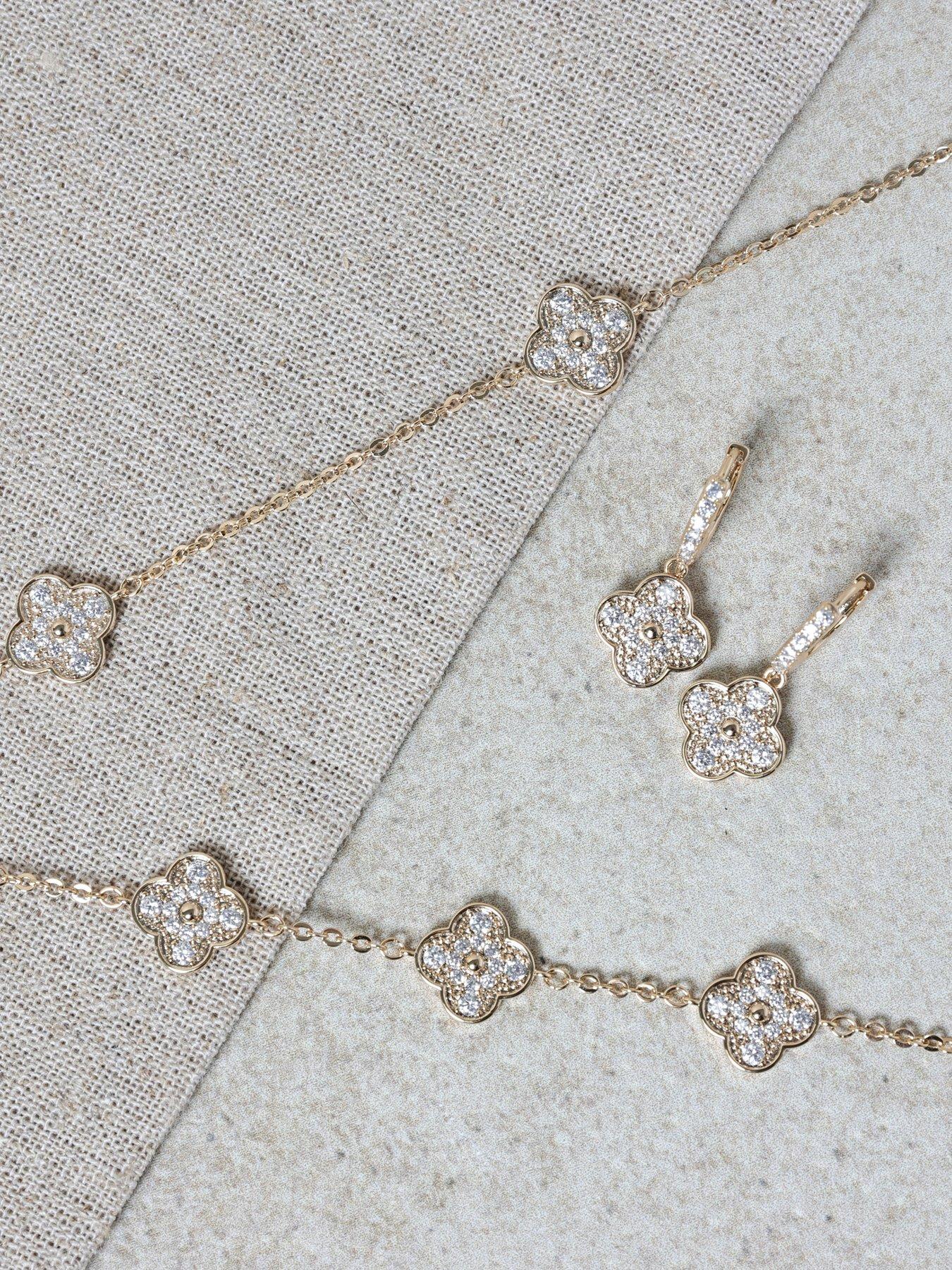Image 3 of 4 of Jon Richard Gold Plated Pave Clover Necklace