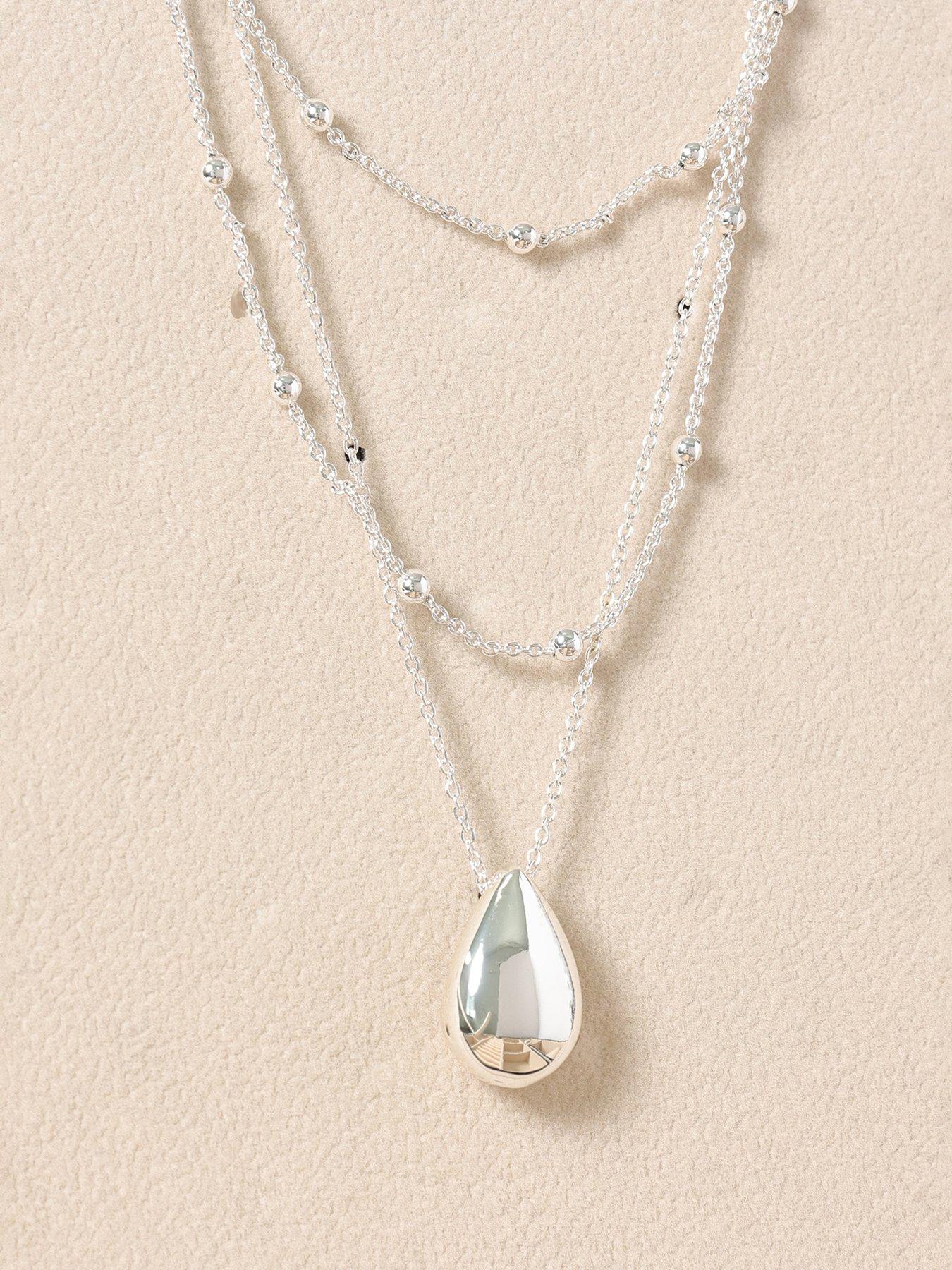 Mood Silver Polished Triple Row Sculpted Nugget Pendant