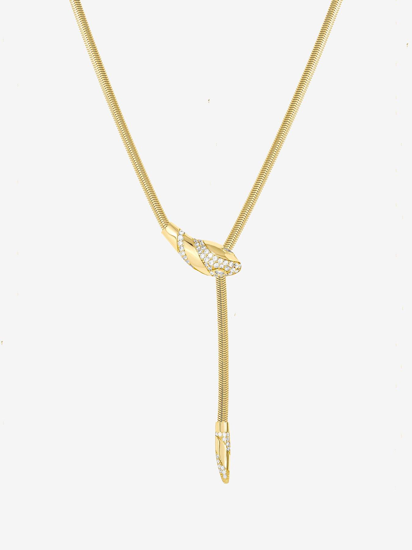 undefined 14K Gold Plated and Crystal Snake Necklace