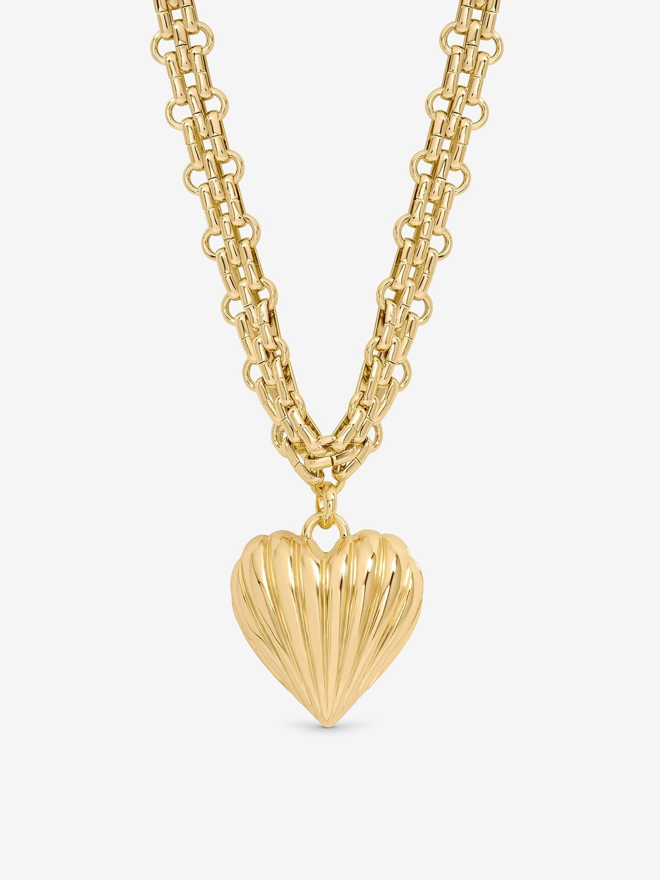 undefined MOOD GOLD RIDGED HEART CHUNKY SHORT PENDANT