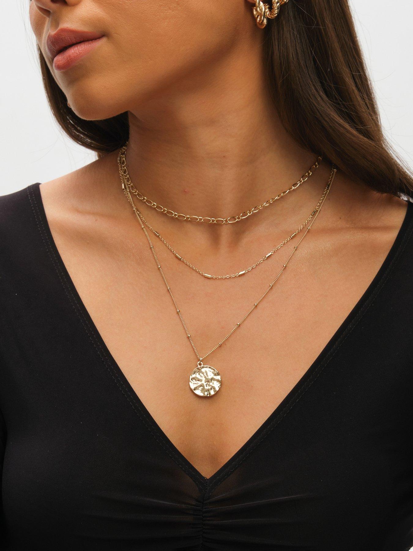 Image 2 of 2 of Mood GOLD MOLTEN COIN MULTIROW PENDANT