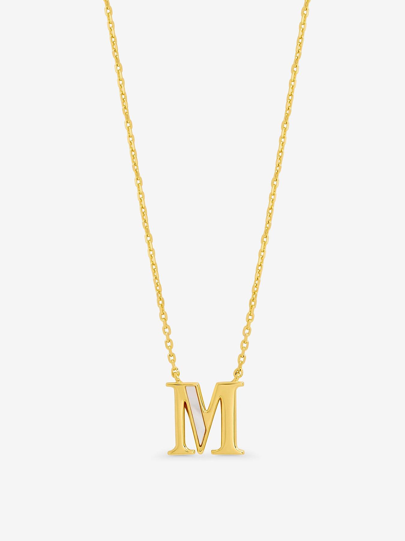 undefined 14K Gold Plated and Mother of Pearl Initial Pendant - M