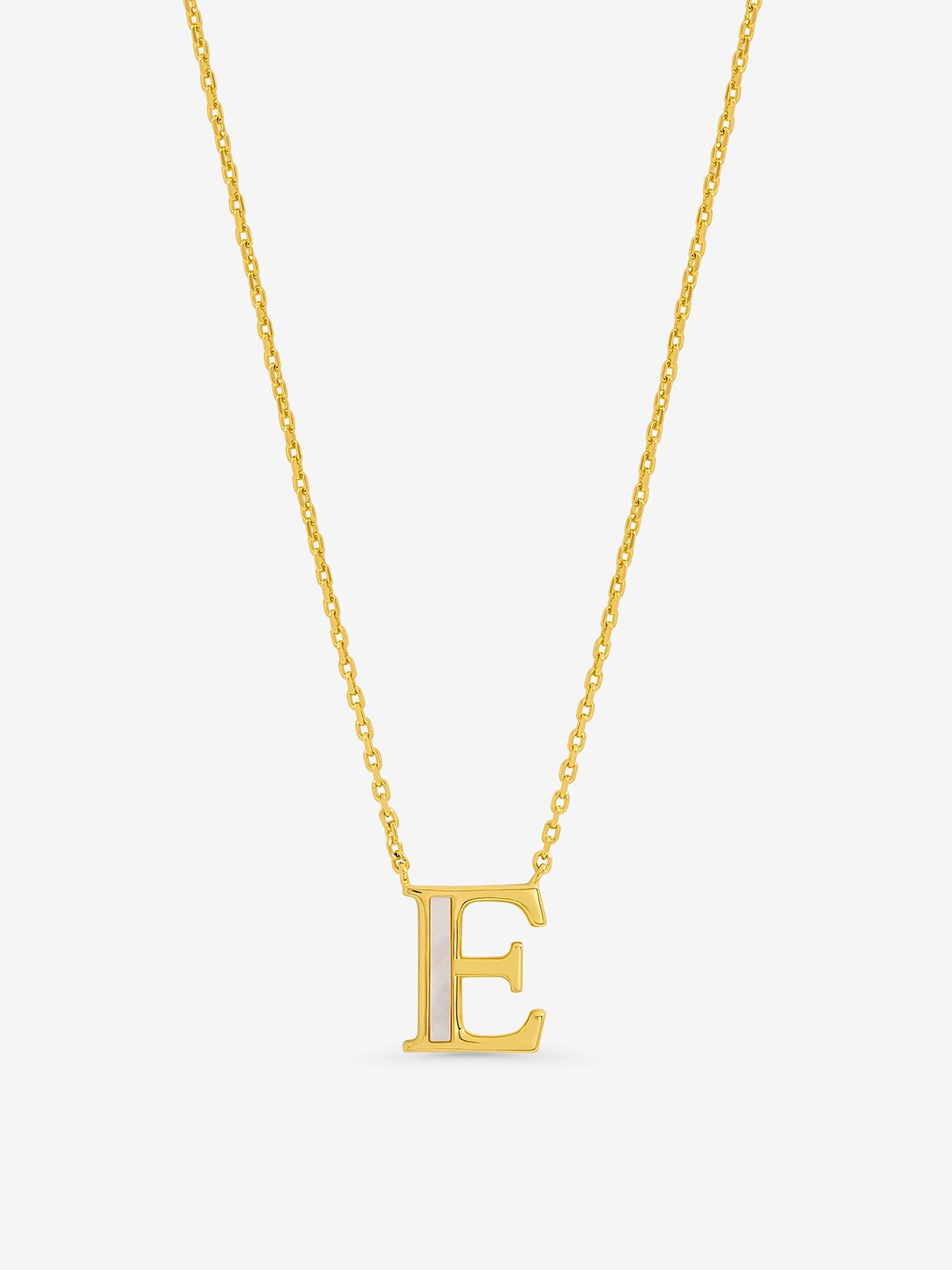 Inicio 14K Gold Plated and Mother of Pearl Initial Pendant - E