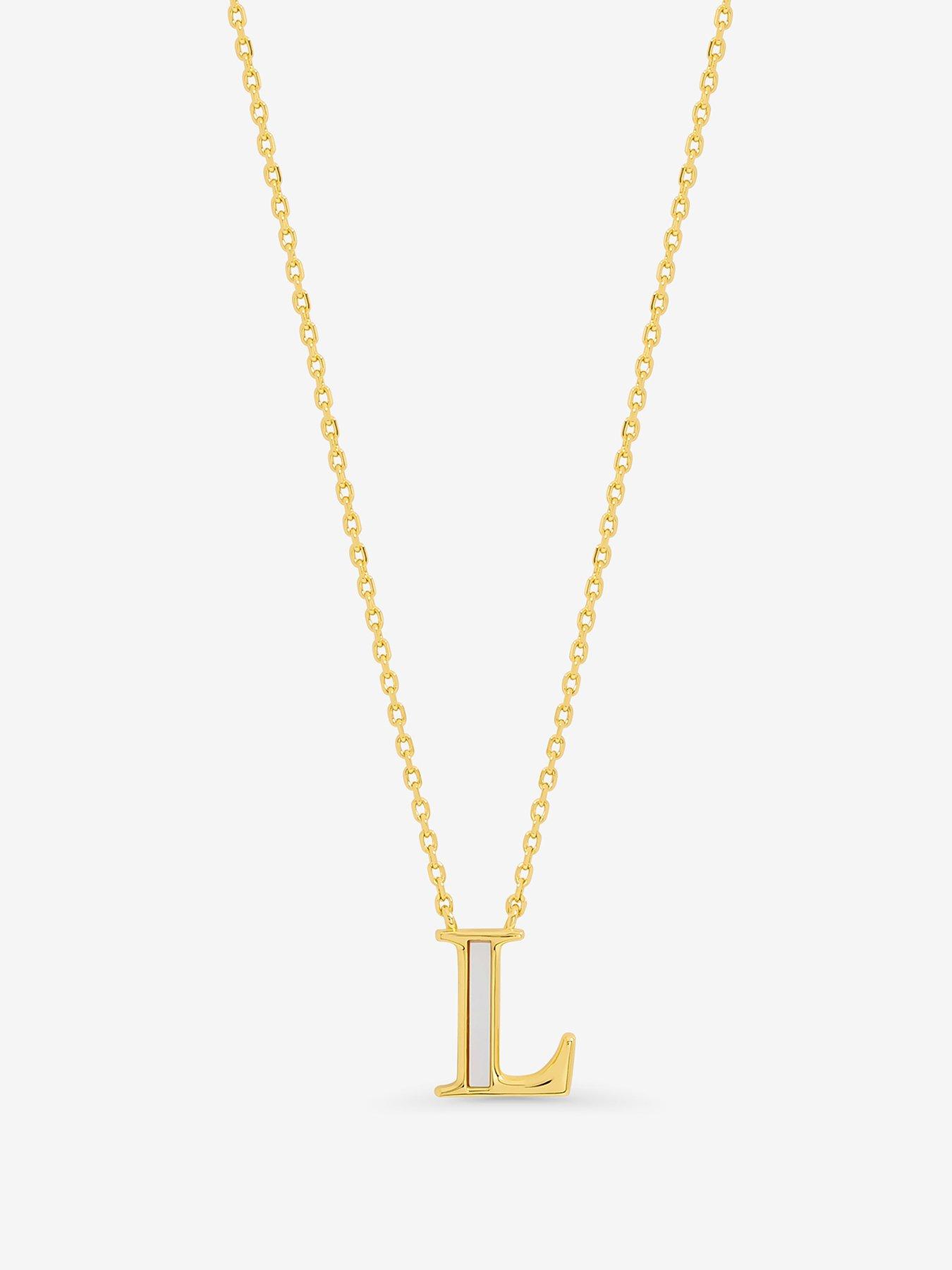 undefined 14K Gold Plated and Mother of Pearl Initial Pendant - L