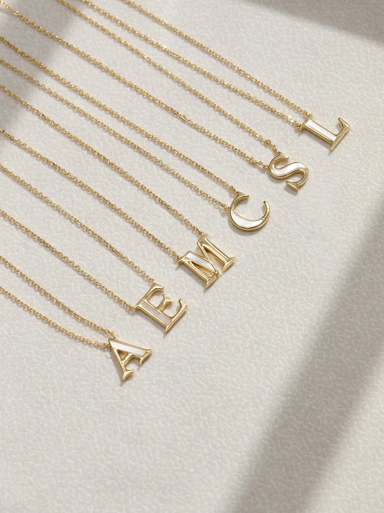 Image 3 of 3 of Inicio 14K Gold Plated and Mother of Pearl Initial Pendant - S