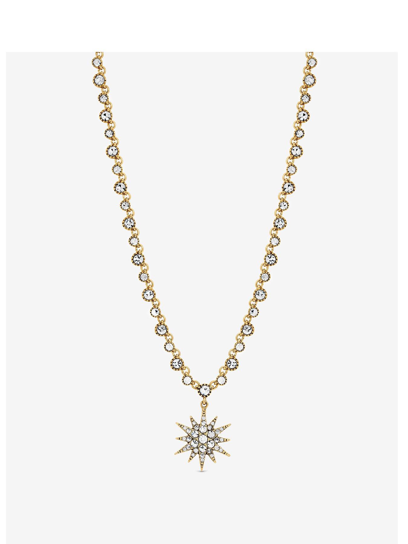 undefined Antique Gold Crystal Celestial Pendant