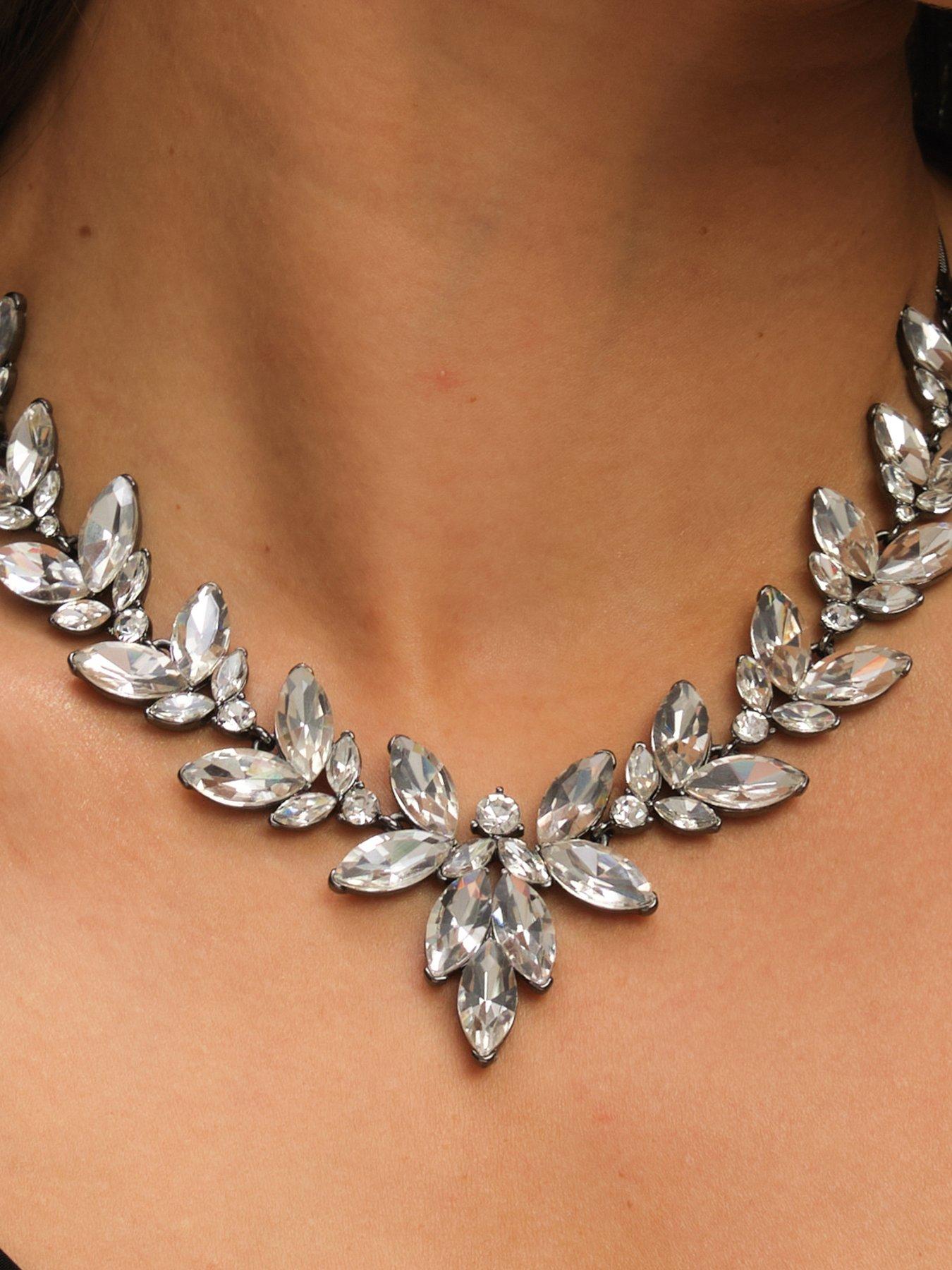 Image 3 of 4 of Mood Hematite &amp; Crystal Leaf Y Drop Necklace