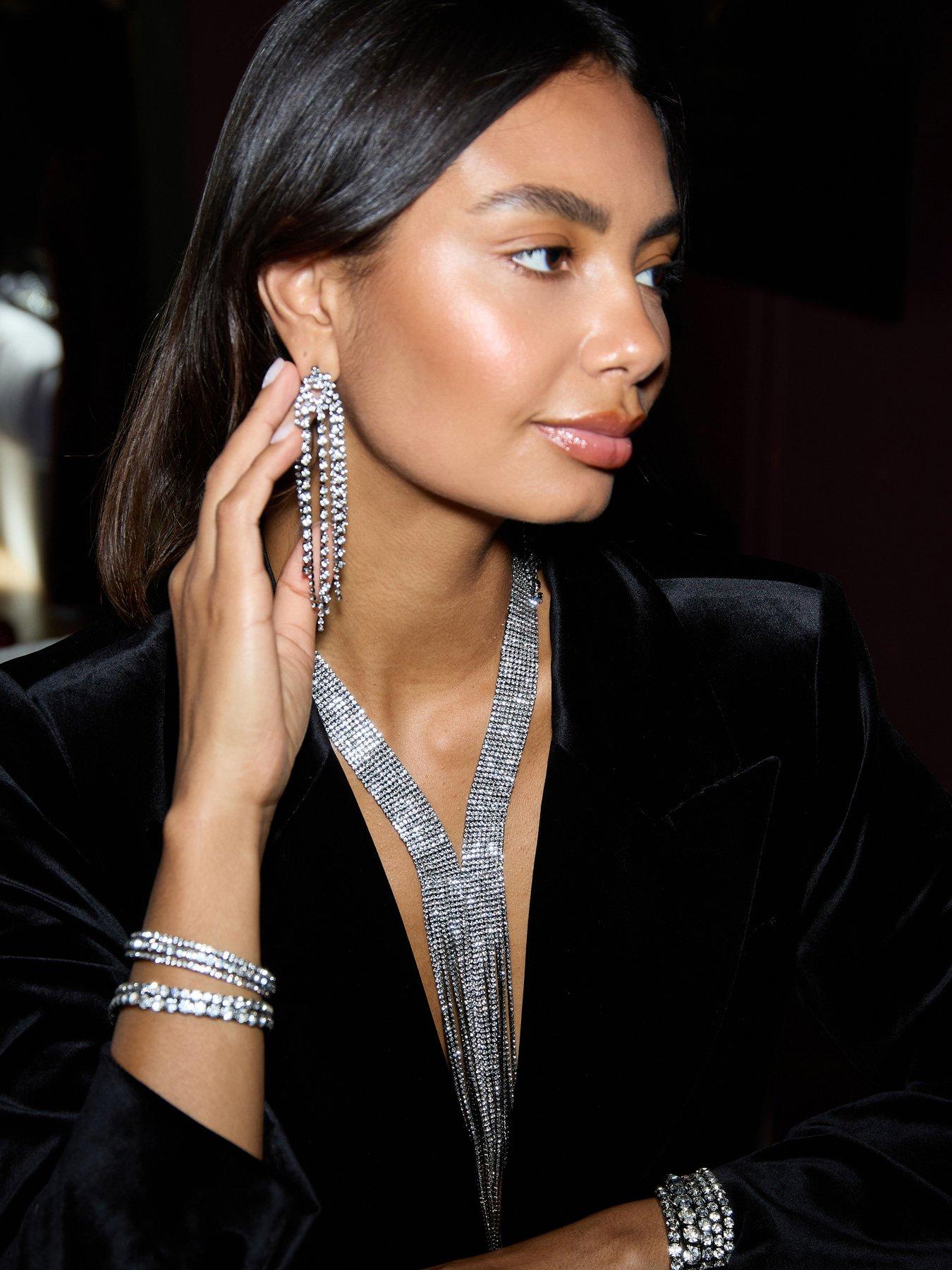 Mood Hematite Crystal Long Y Drop Statement Necklace