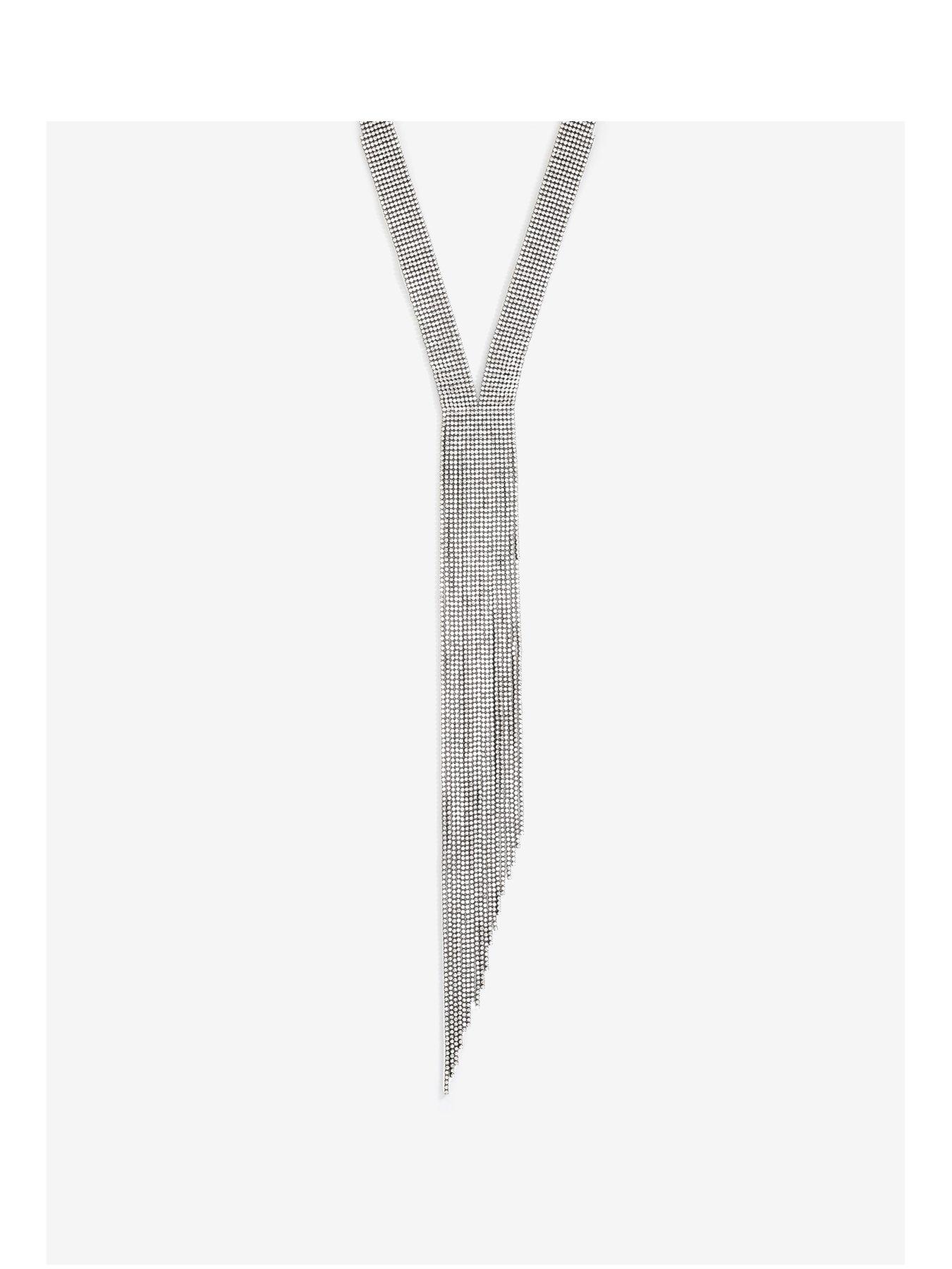 undefined HEMATITE CRYSTAL LONG Y DROP STATEMENT NECKLACE