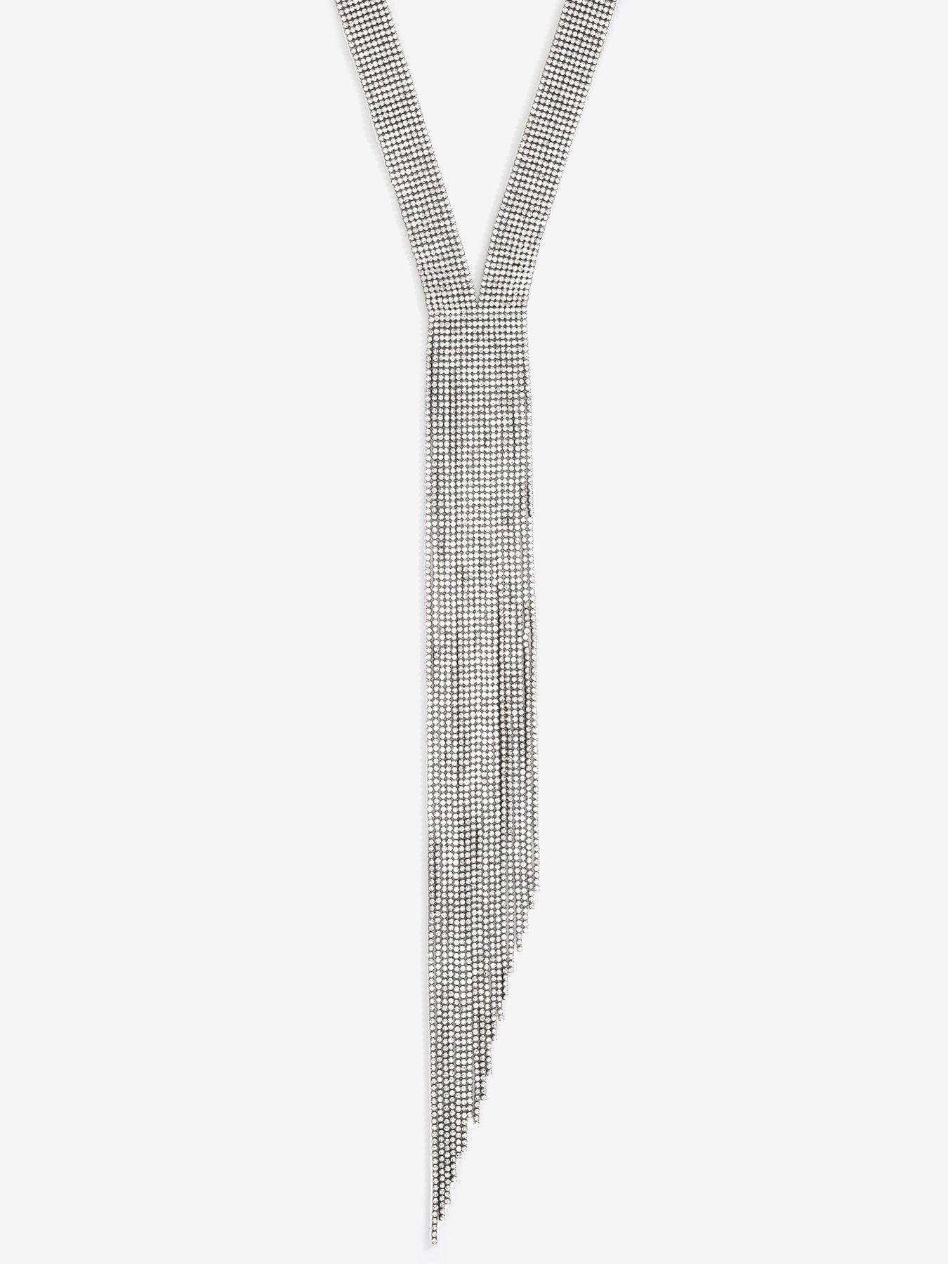 Image 3 of 4 of Mood HEMATITE CRYSTAL LONG Y DROP STATEMENT NECKLACE
