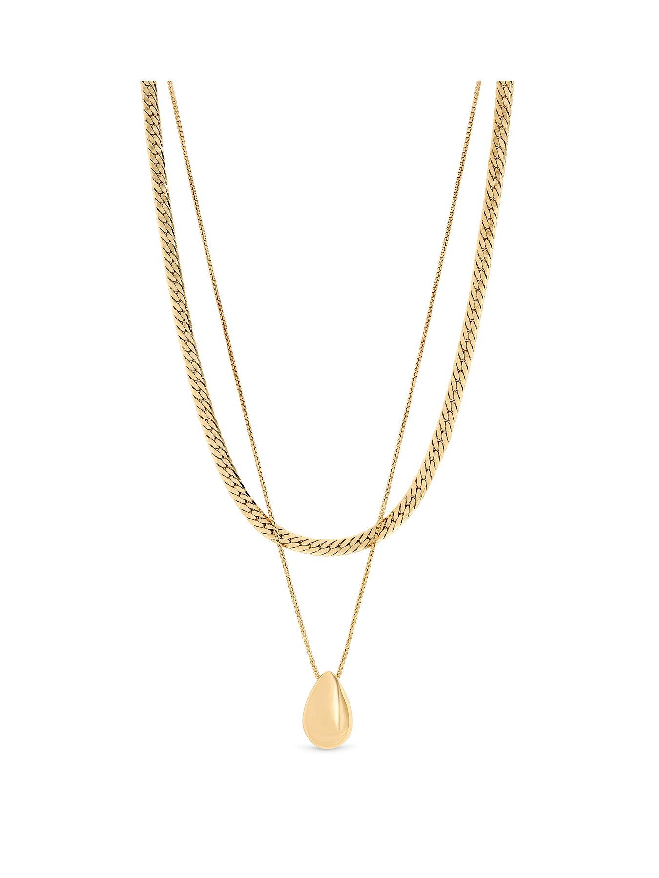 Mood Gold Polished Triple Row Sculpted Nugget Pendant