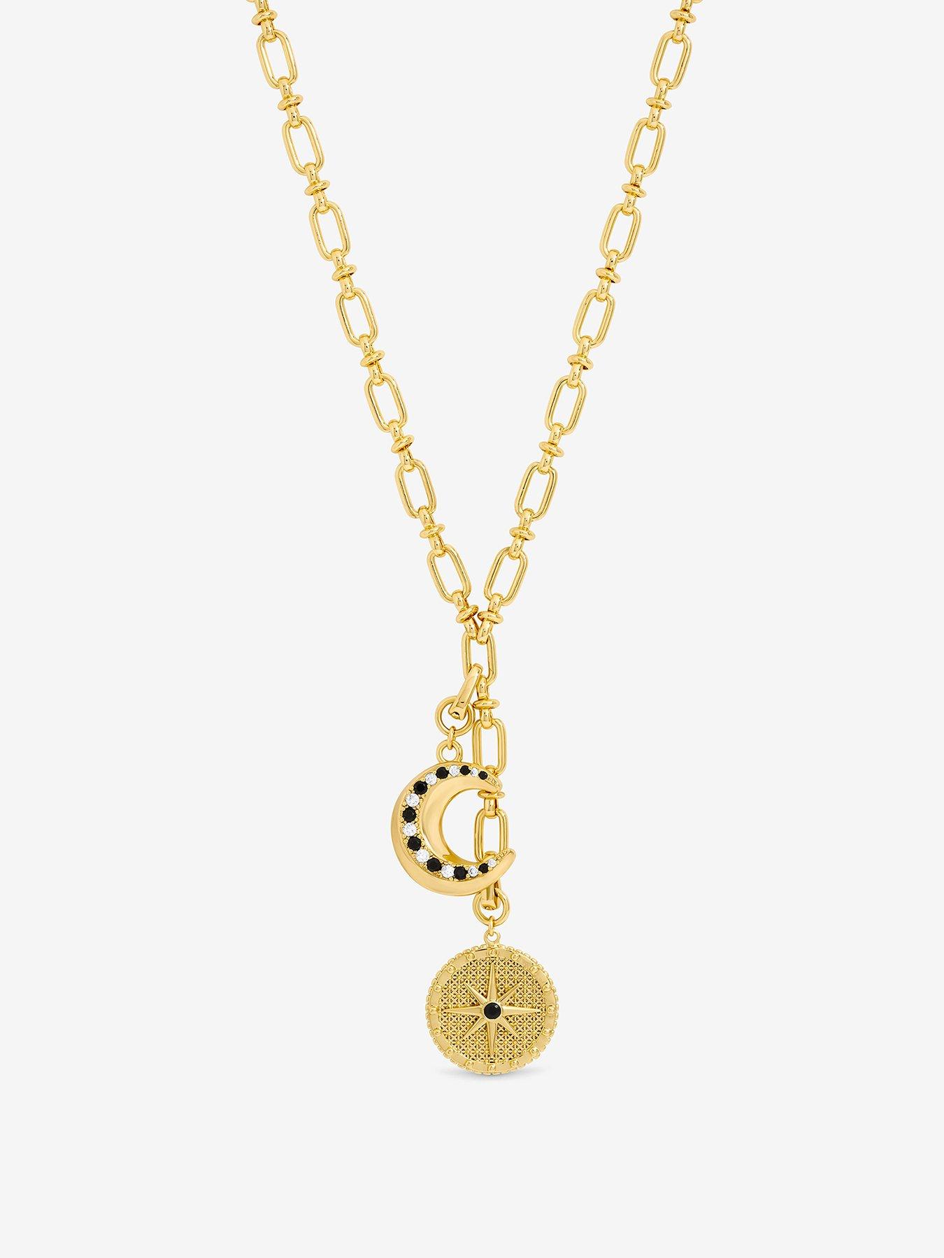 Image 1 of 4 of Inicio 14K Gold Plated Celestial Multi&nbsp;Charm Drop&nbsp;Pendant &nbsp;