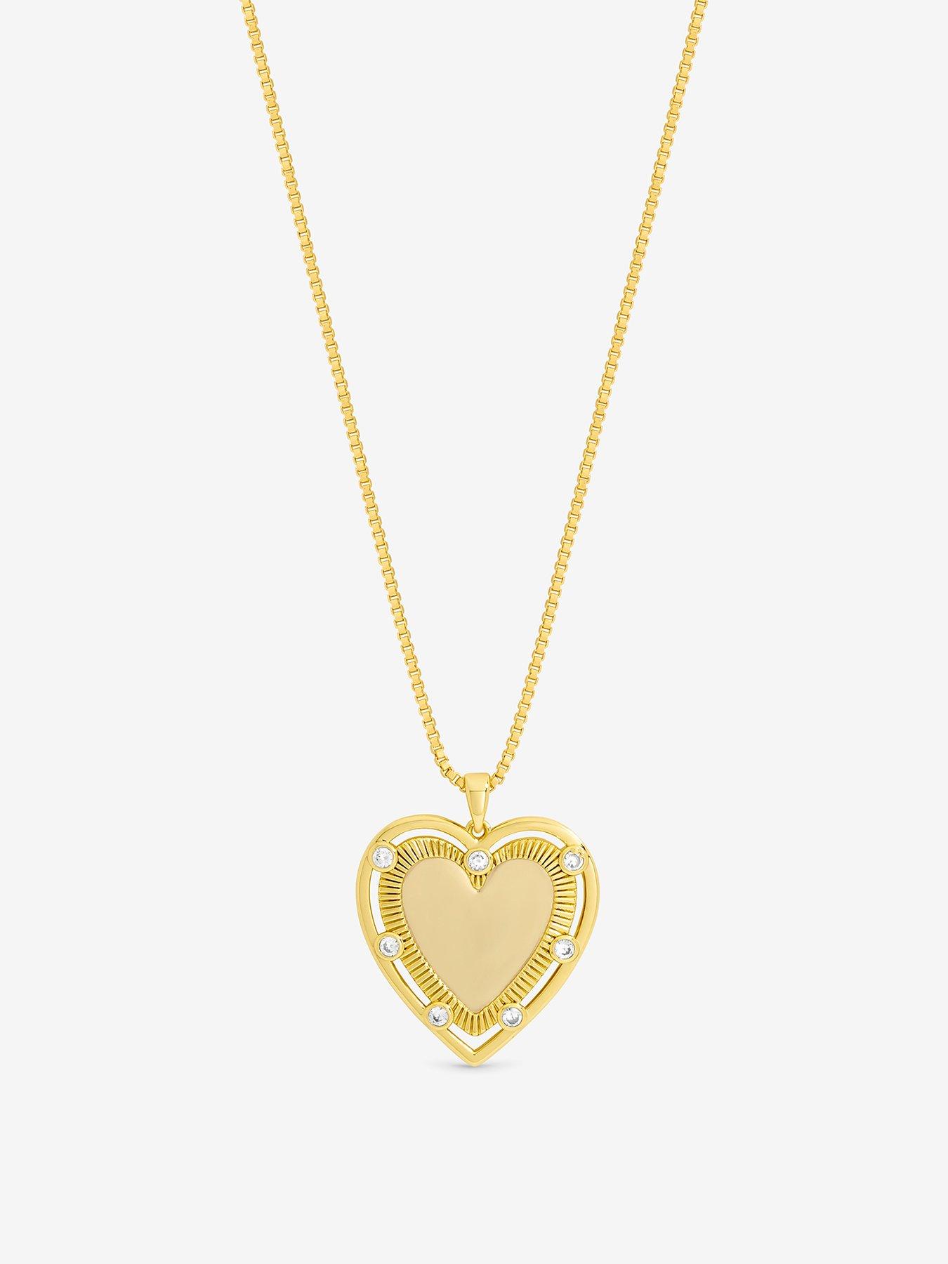 Image 1 of 3 of Inicio 14K Gold Plated Textured Heart&nbsp;Charm Pendant&nbsp;