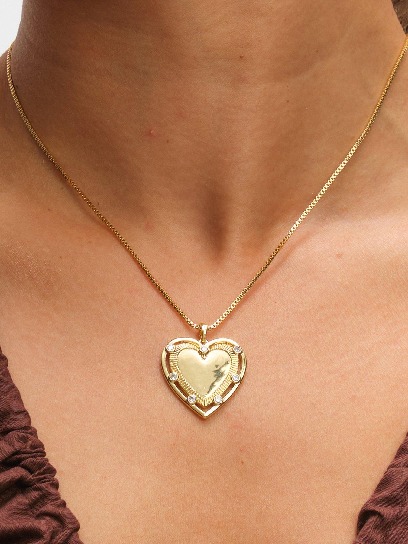 Image 2 of 3 of Inicio 14K Gold Plated Textured Heart&nbsp;Charm Pendant&nbsp;