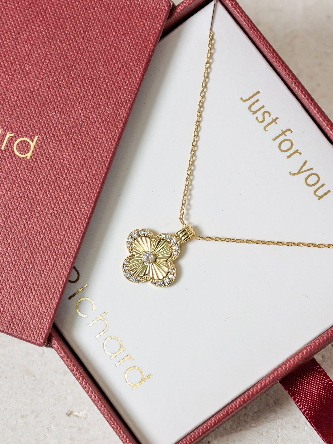 Image 2 of 3 of Jon Richard 18K Gold Plated Clover Pendant - Gift Box