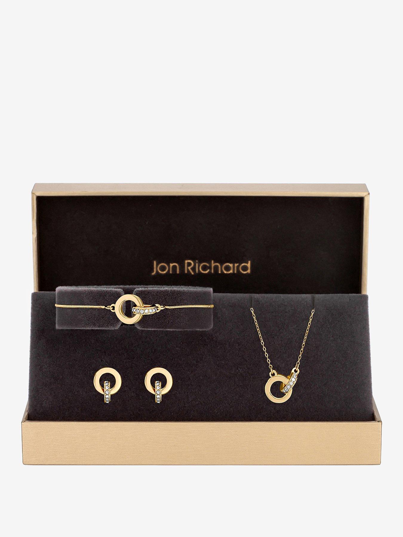 Jon Richard Gold Plated and Crystal Circle Link Trio Set - Gift Box