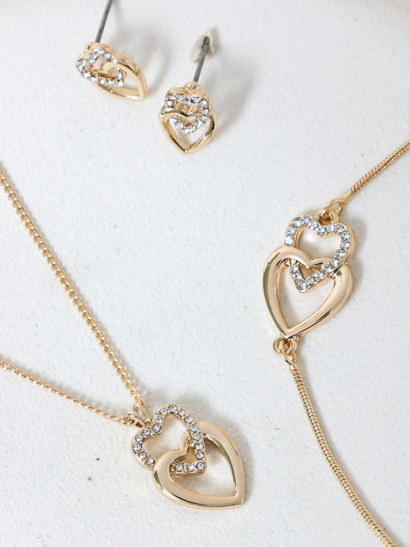  image of jon-richard-gold-plated-crystal-and-polished-heart-trio-set-gift-box