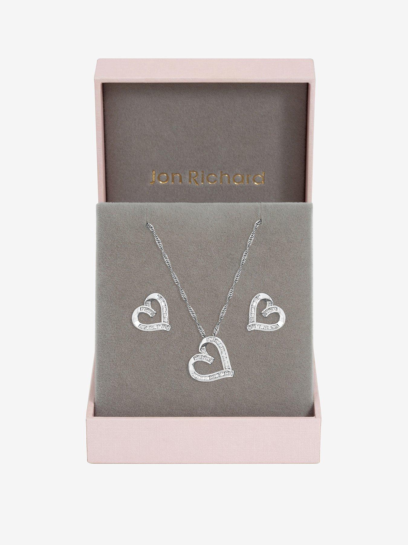 undefined Rhodium Plated and Pave Twist Heart Box Set