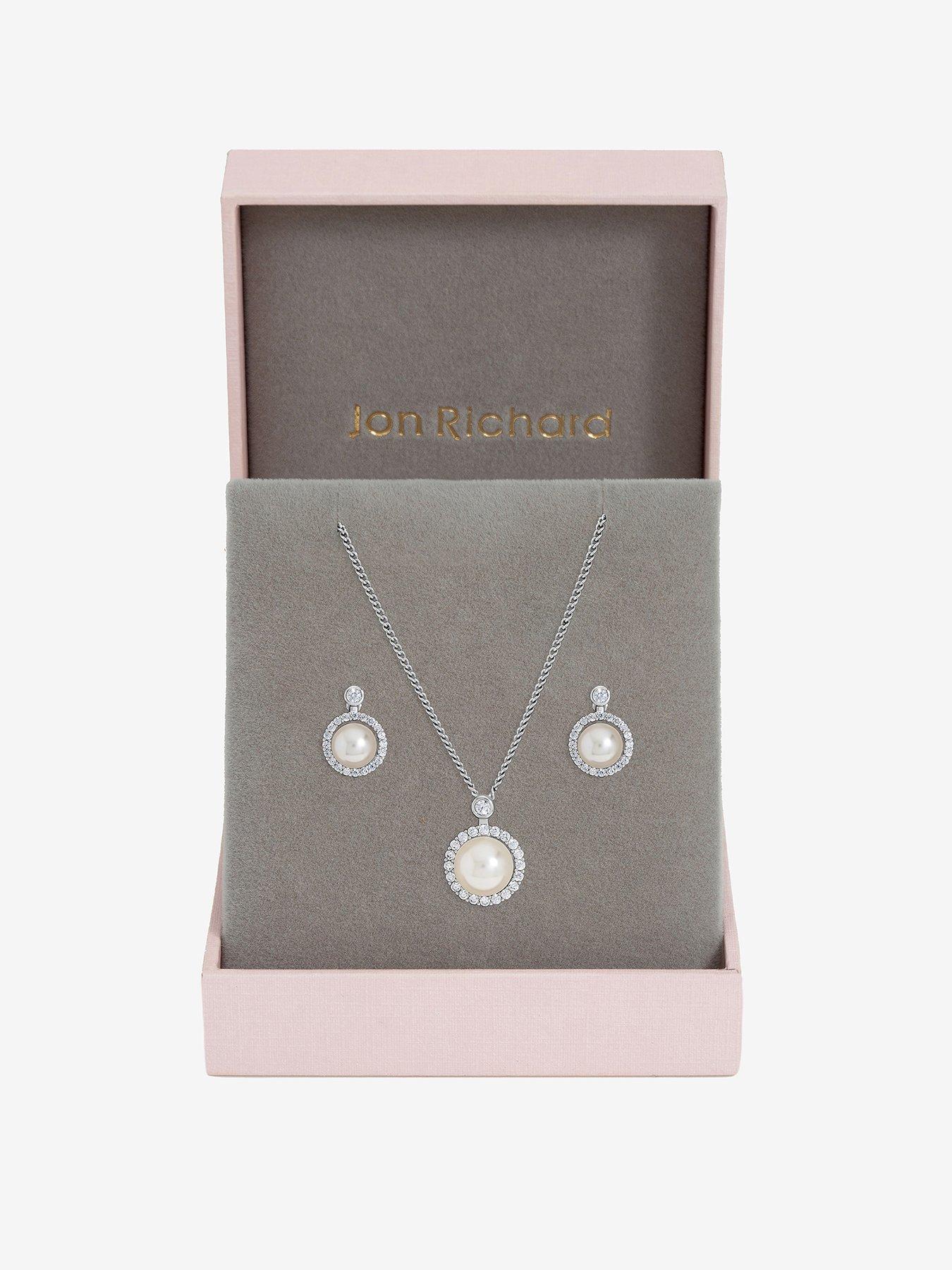 undefined Gold Plated and Cubic Zirconia Pearl Halo Box Set - Gift Box