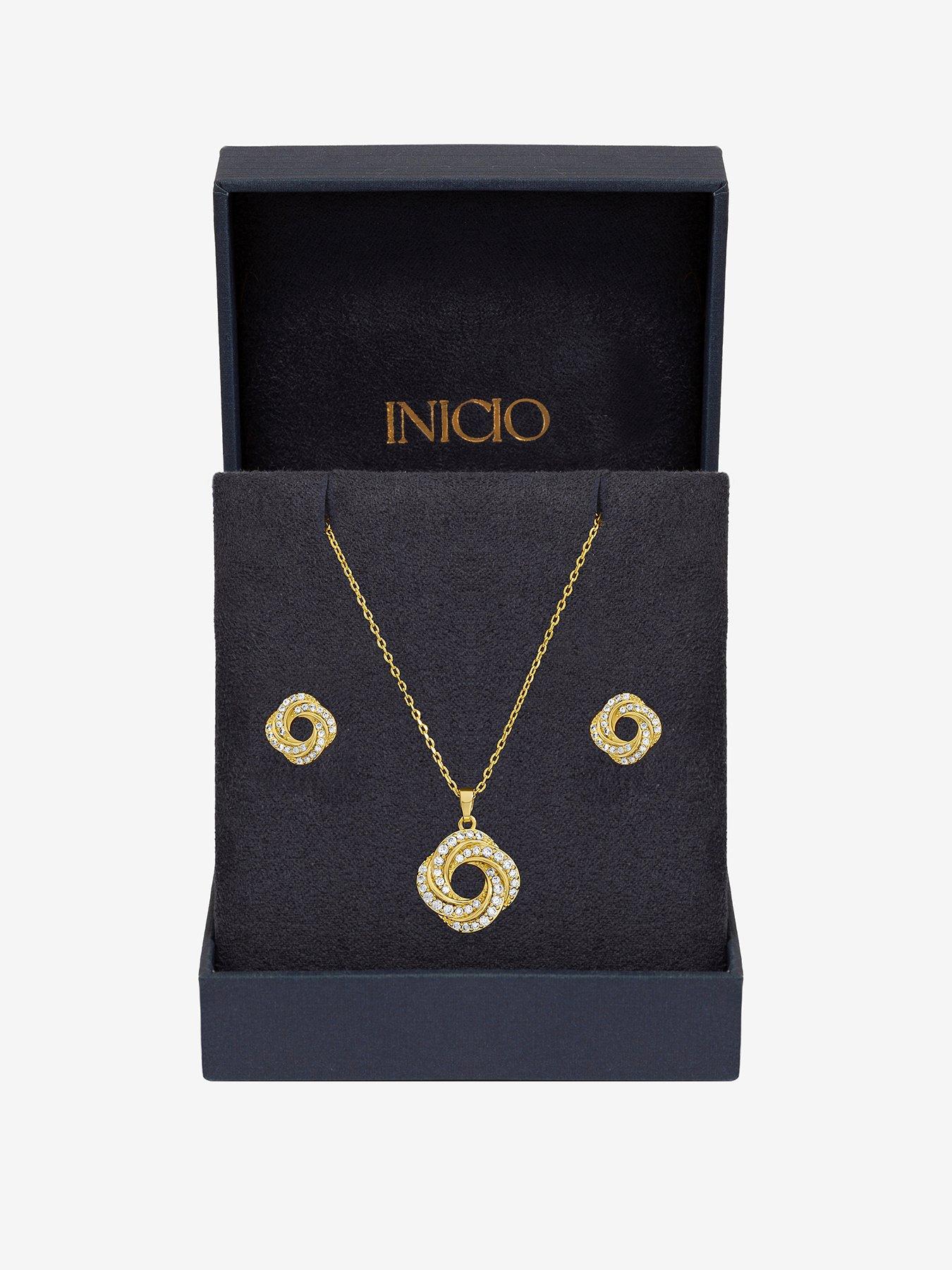 undefined 14K Gold Plated and Cubic Zirconia Open Knot Set - Gift Box