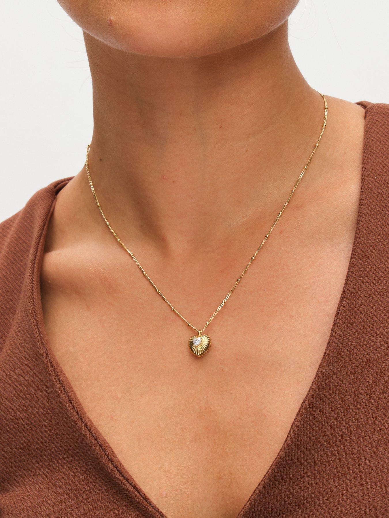 Image 2 of 3 of Inicio Gold Plated and Cubic Zirconia Ridged Heart Set - Gift Box
