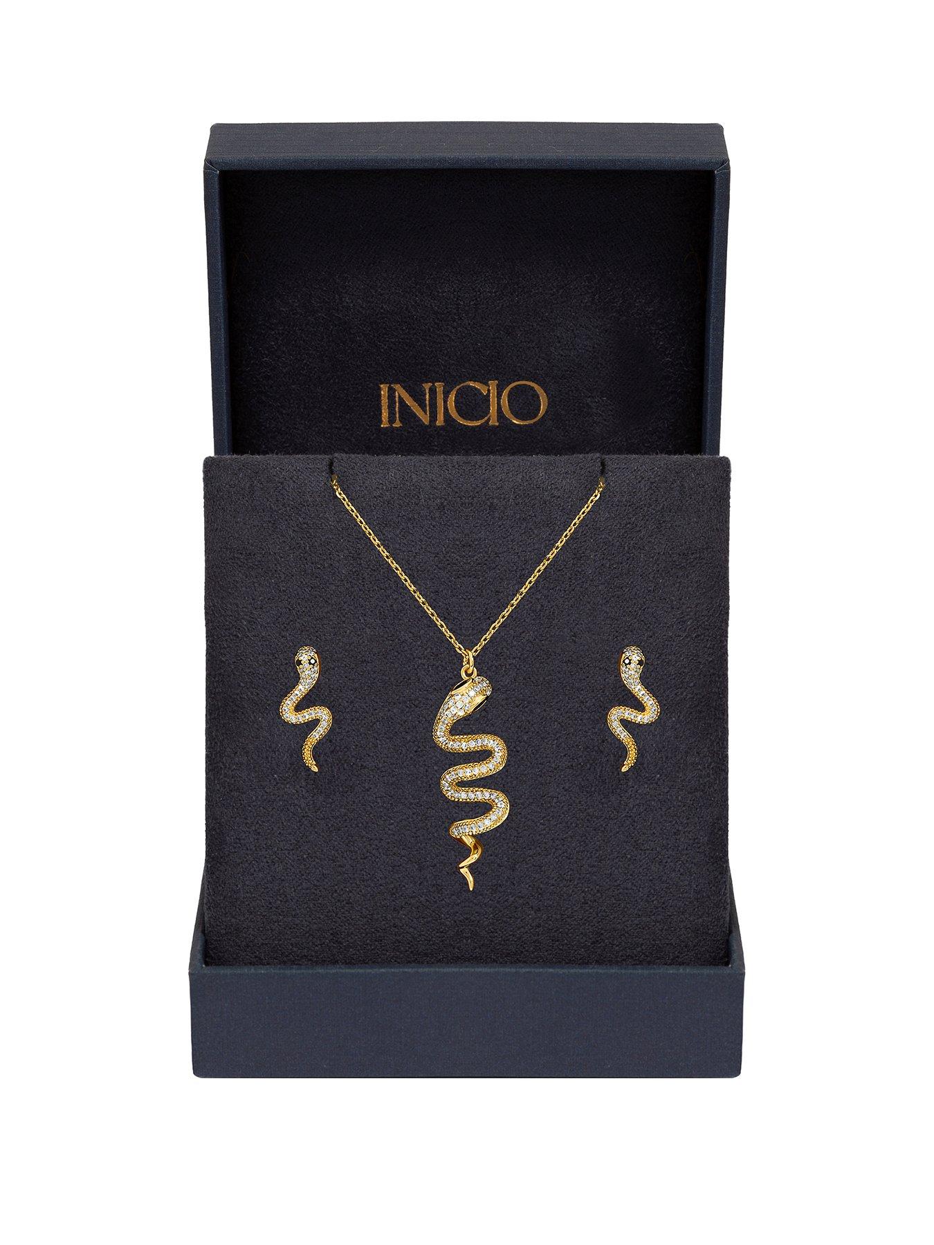 Inicio 14K Gold Plated and Cubic Zirconia Snake Set - Gift Box