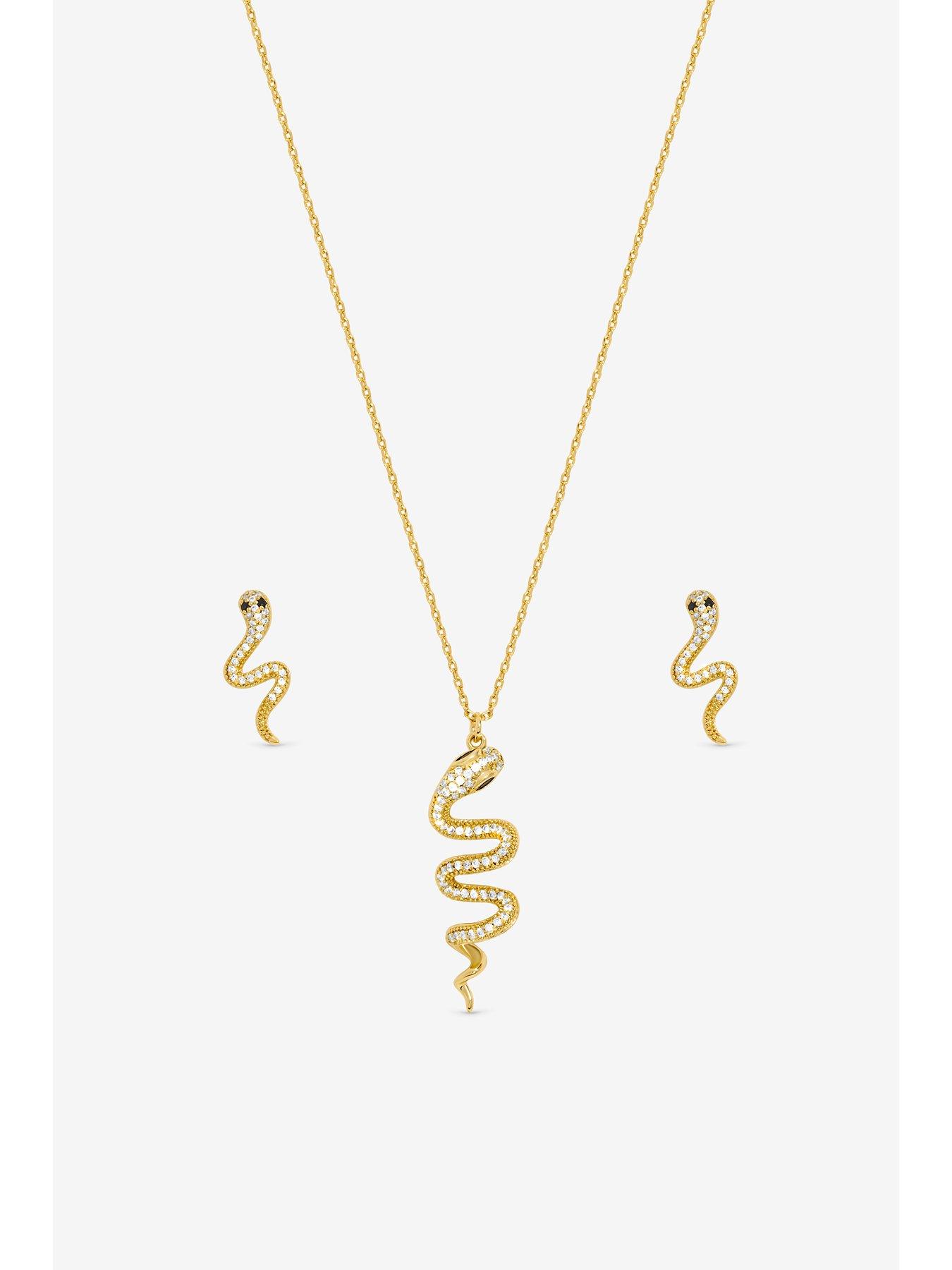 Image 2 of 3 of Inicio 14K Gold Plated and Cubic Zirconia Snake Set - Gift Box