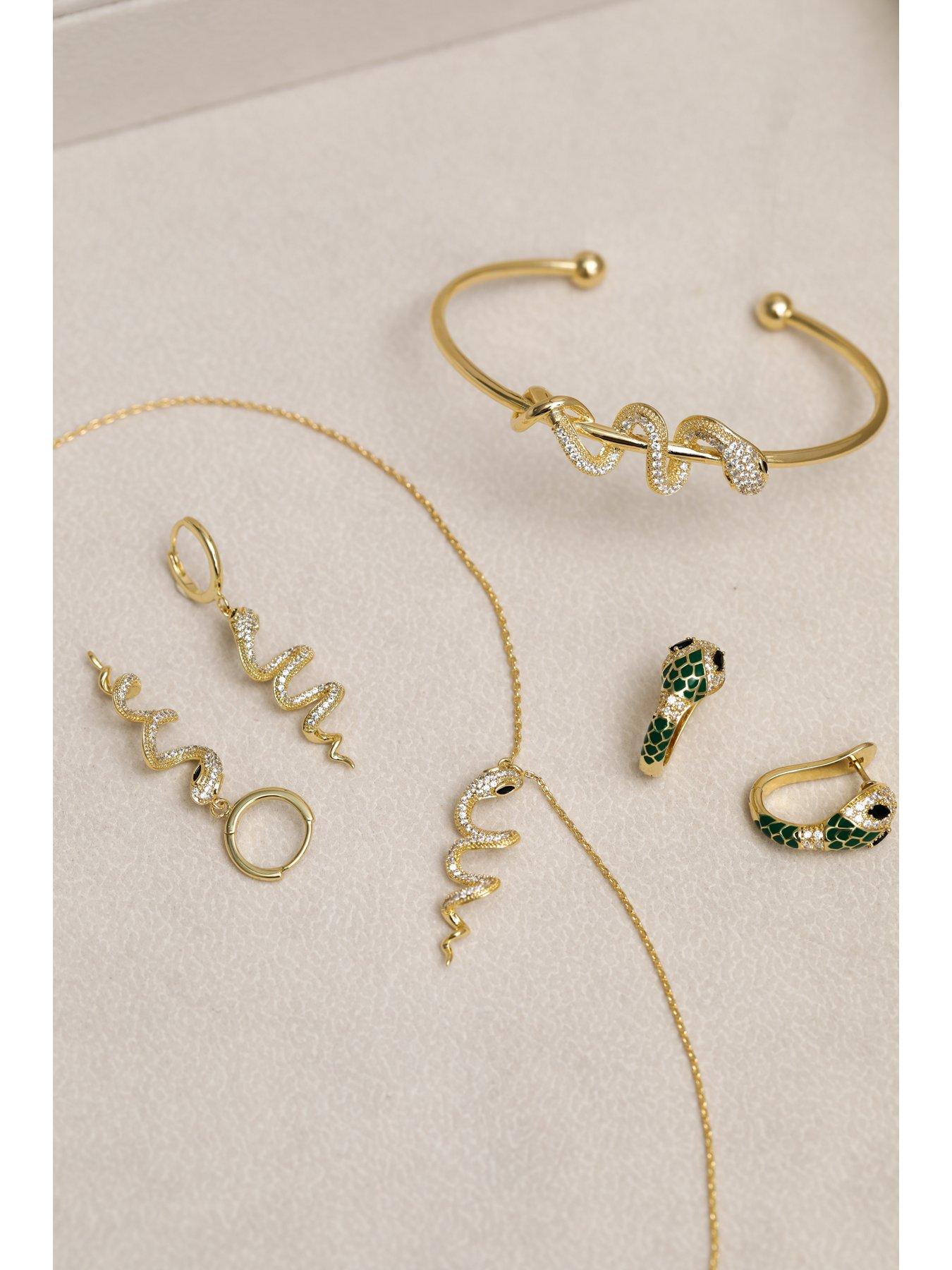 Image 3 of 3 of Inicio 14K Gold Plated and Cubic Zirconia Snake Set - Gift Box