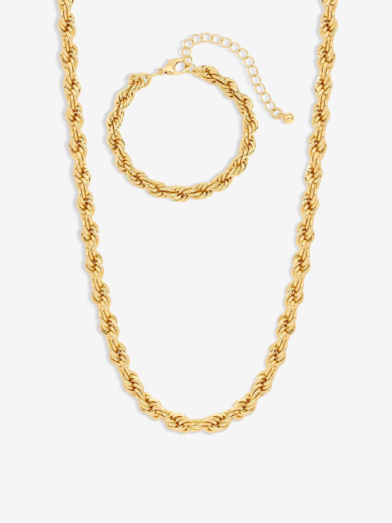 undefined Mood Gold Twisted Rope Necklace & Bracelet Set