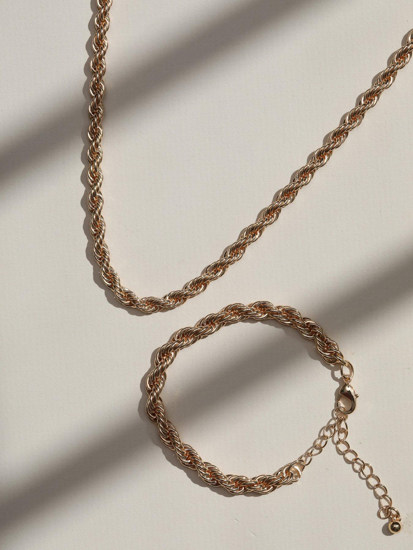  image of mood-gold-twisted-rope-necklace-amp-bracelet-set