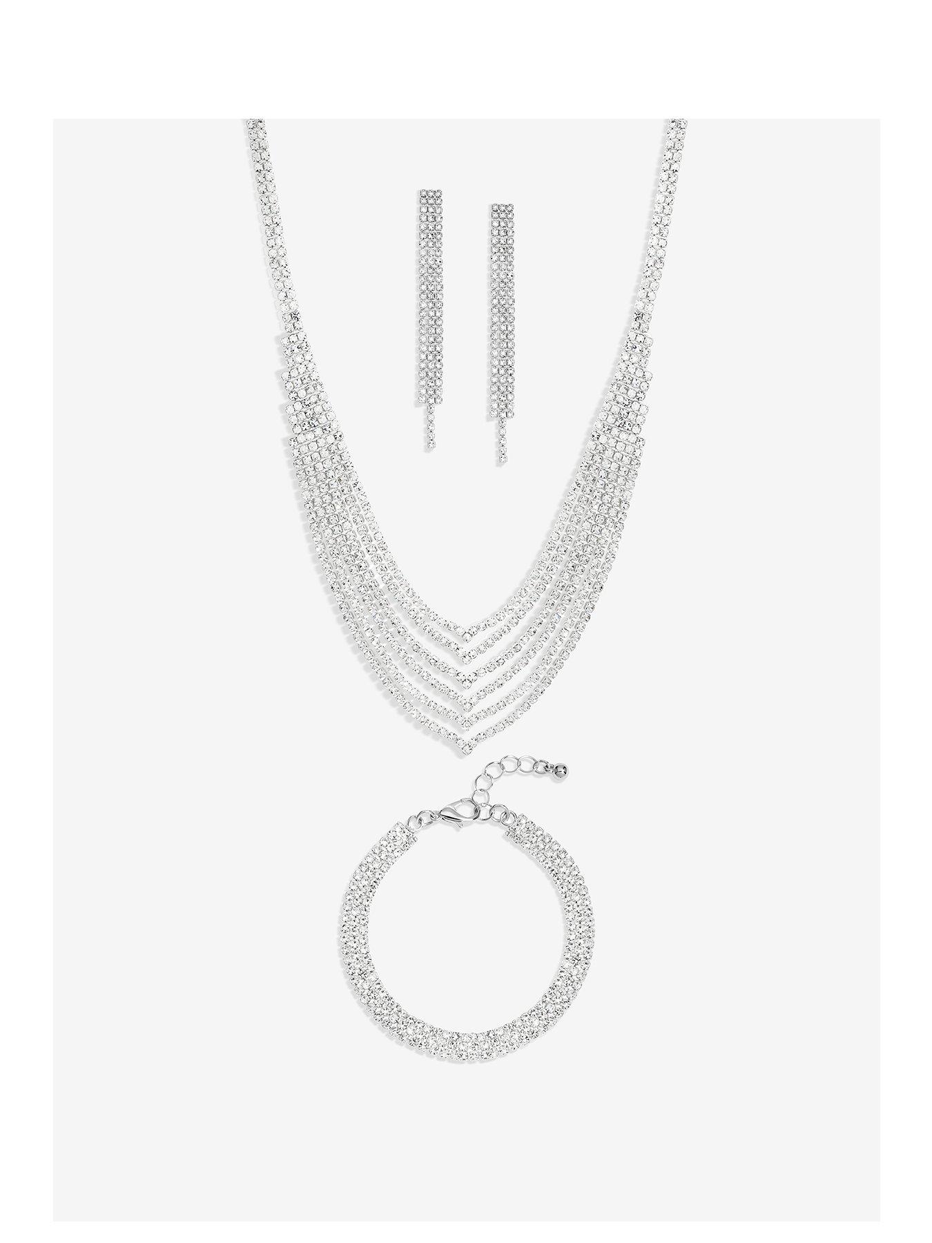 undefined Silver Crystal Multirow Three Piece Set