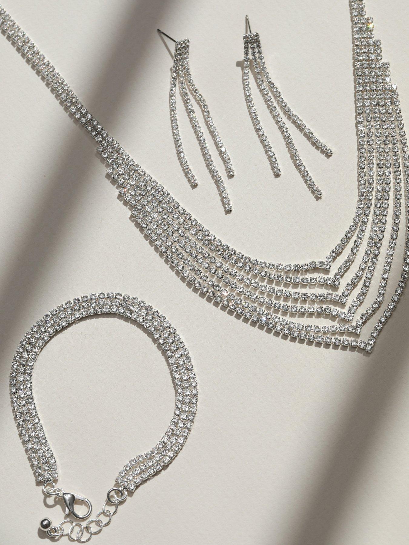 Image 2 of 4 of Mood Silver Crystal Multirow Three Piece Set
