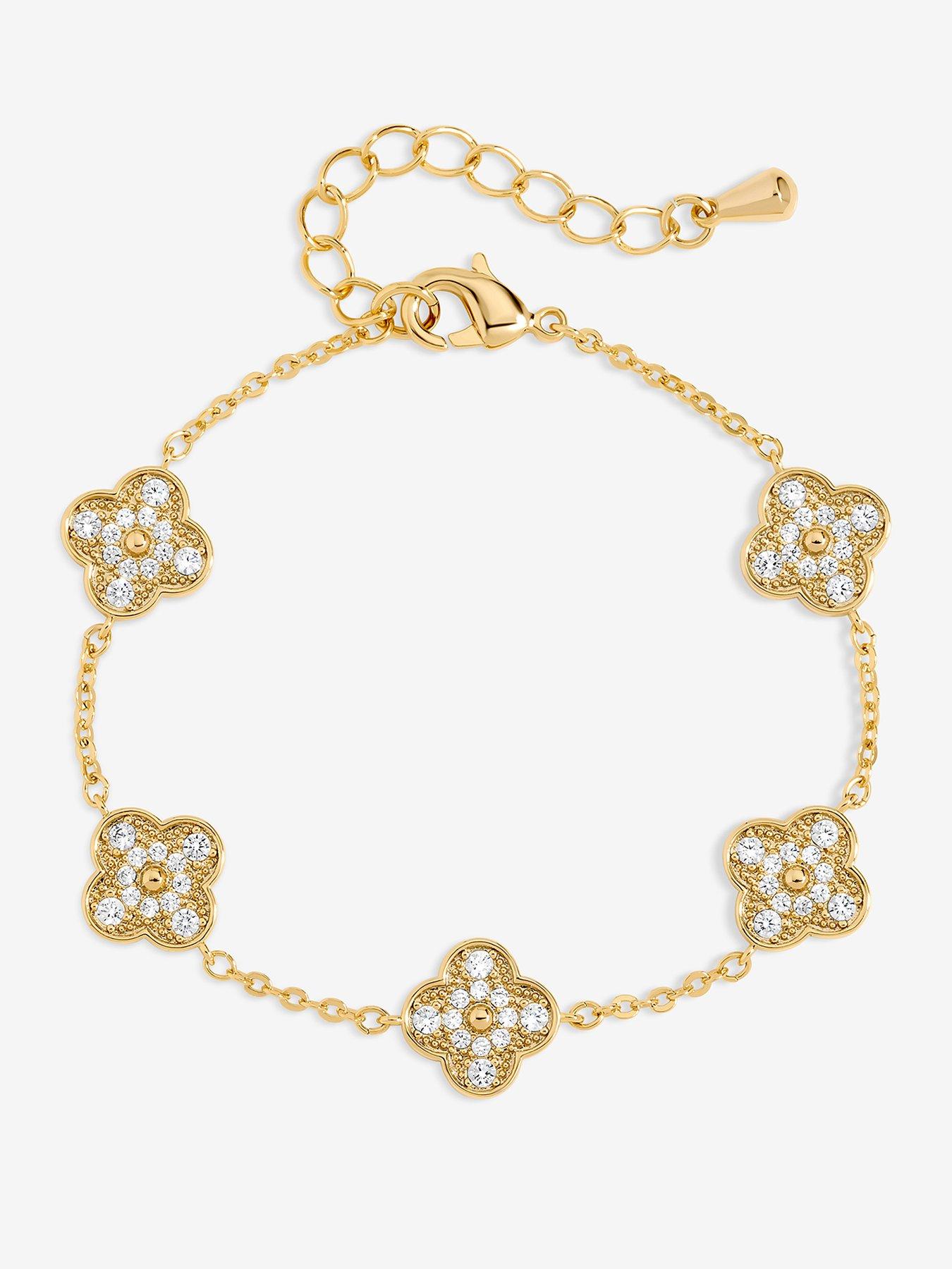 undefined Gold Plated Pave Clover Bracelet