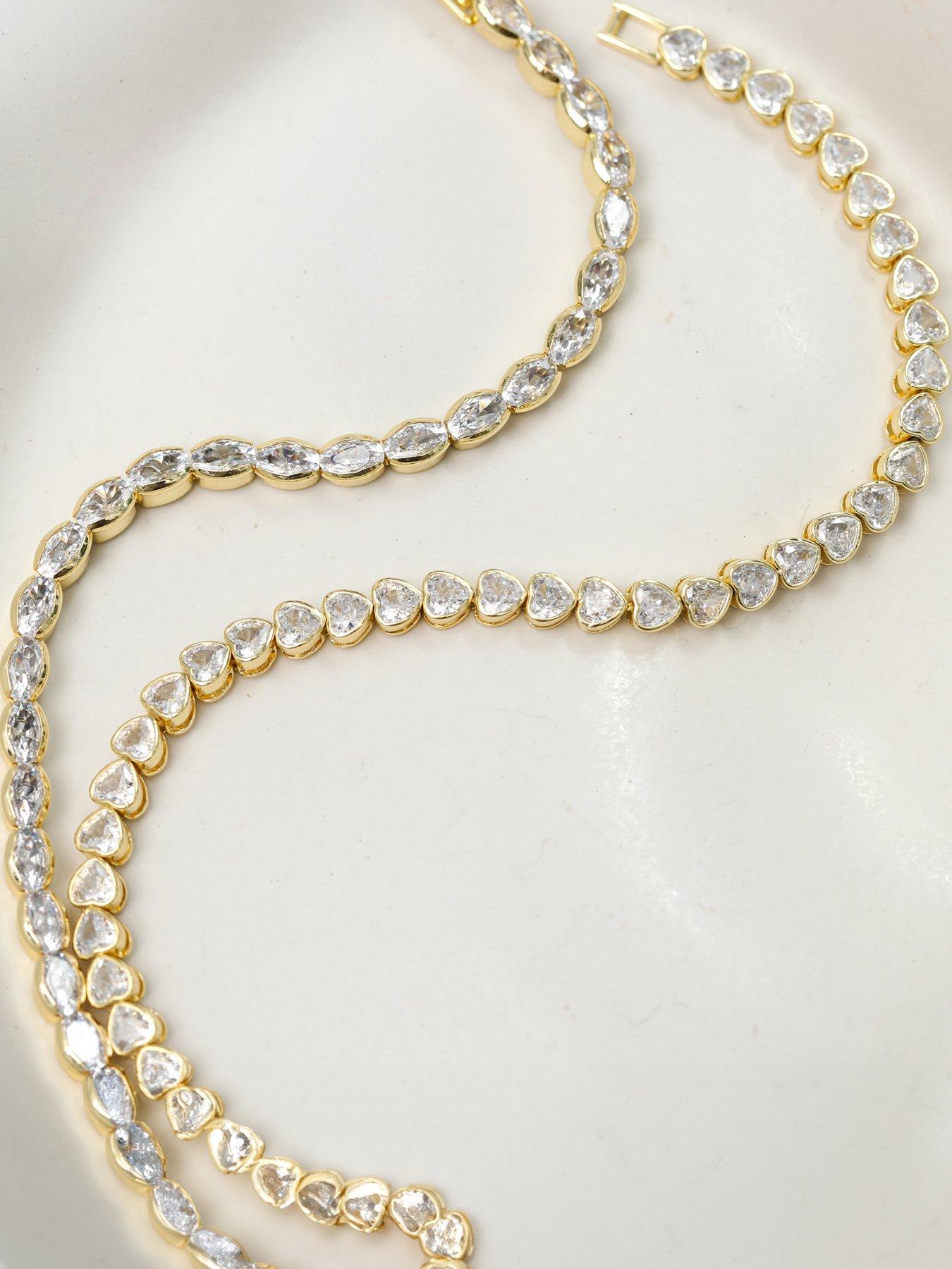 Image 3 of 3 of Inicio 14K Gold Plated and Crystal Heart Tennis Bracelet