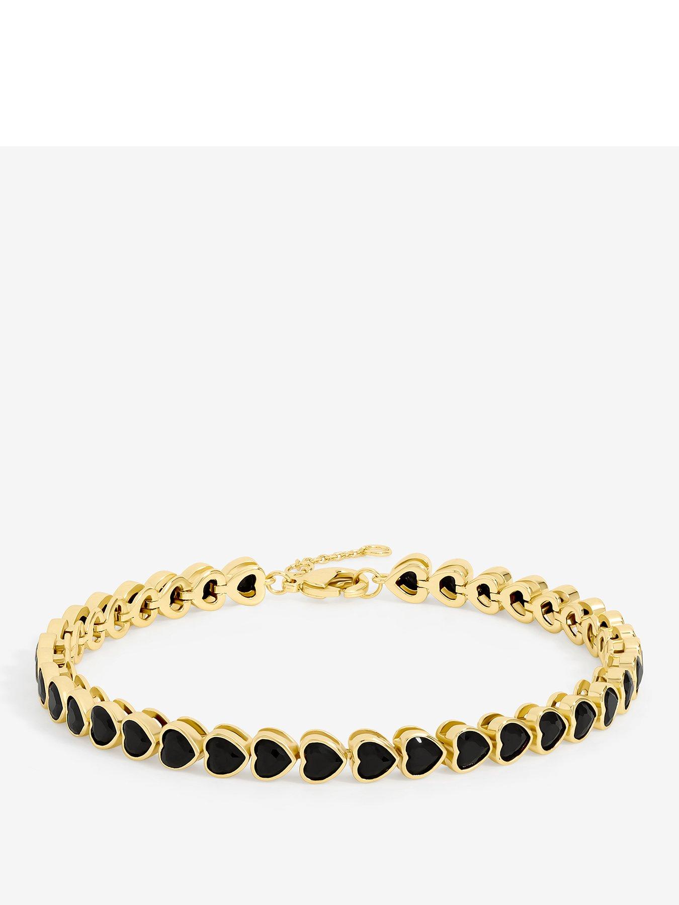 undefined 14K Gold Plated and Jet Crystal Tennis Bracelet - Gold/Black