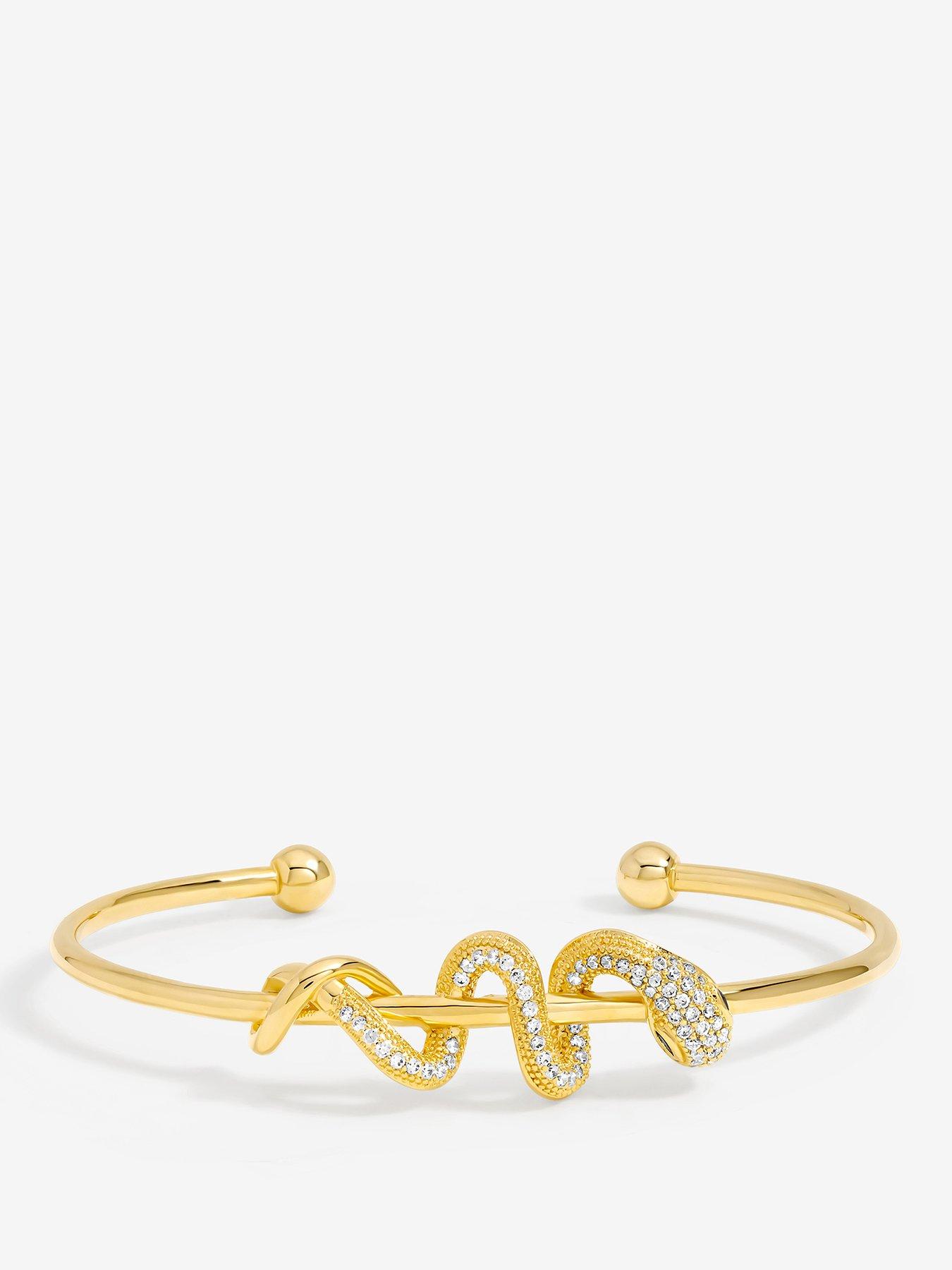 Image 1 of 3 of Inicio 14K Gold Plated&nbsp;and Crystal Snake Bracelet Cuff&nbsp;