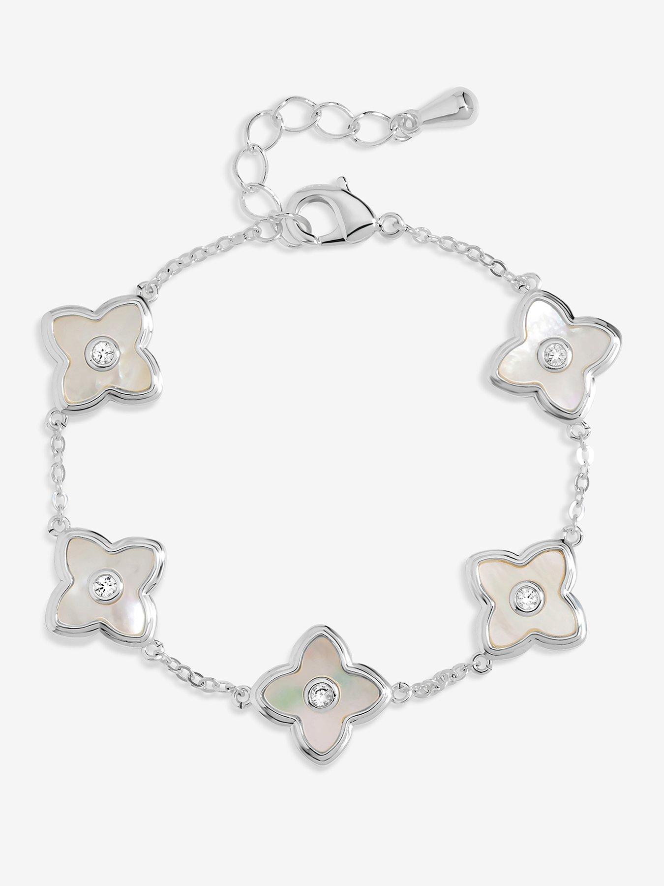 undefined Jon Richard Silver Plated and Mother of Pearl Clover Bracelet