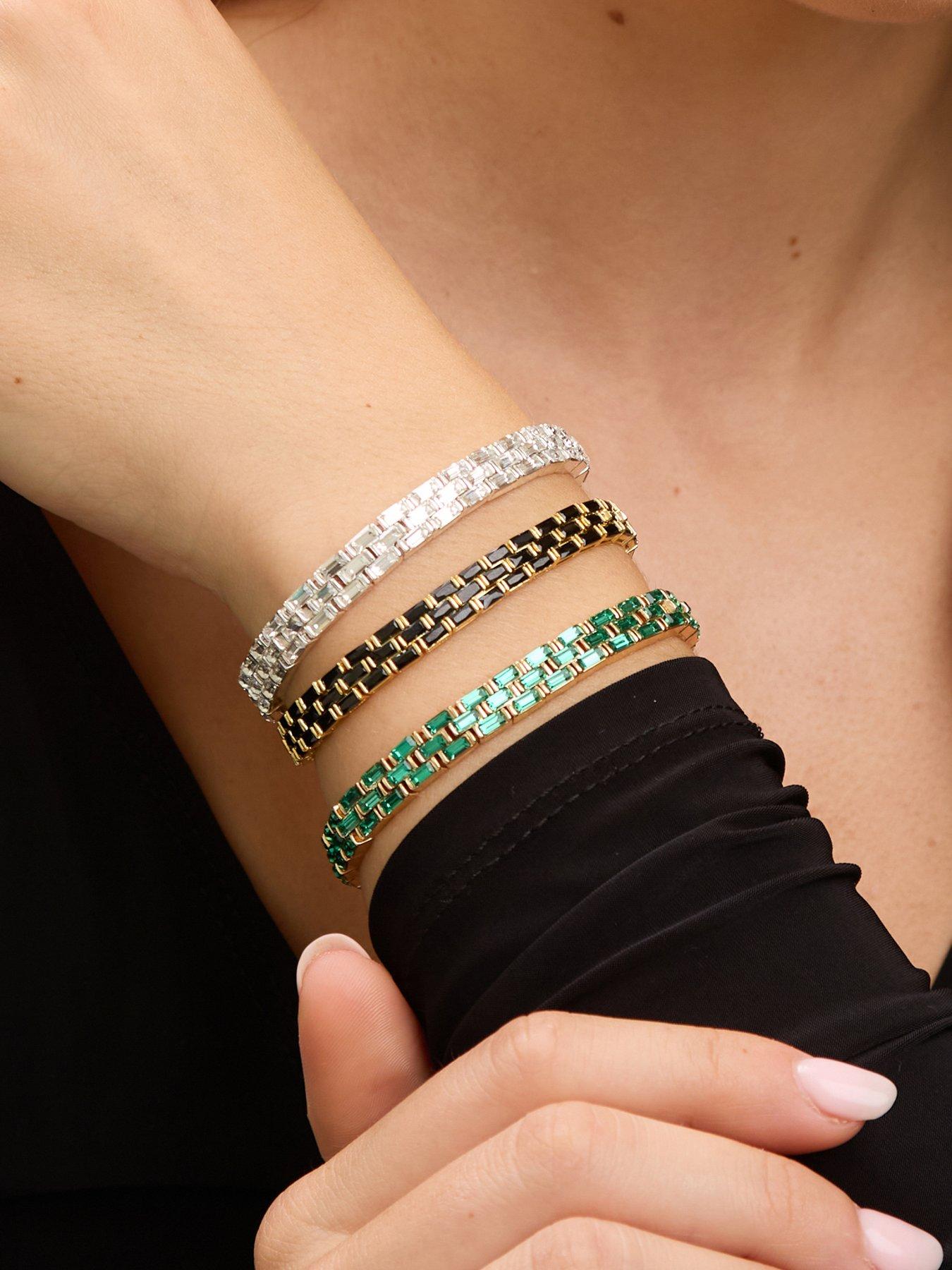 Image 2 of 2 of Jon Richard Silver Plated and Crystal Chain Stretch Bracelet