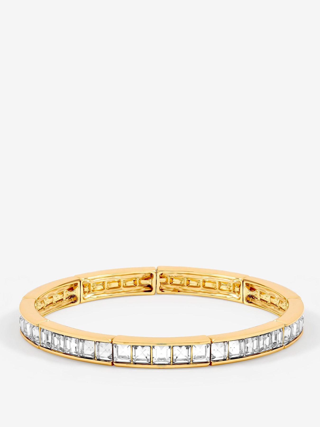 undefined Gold Plated and Cubic Zirconia Stretch Bracelet