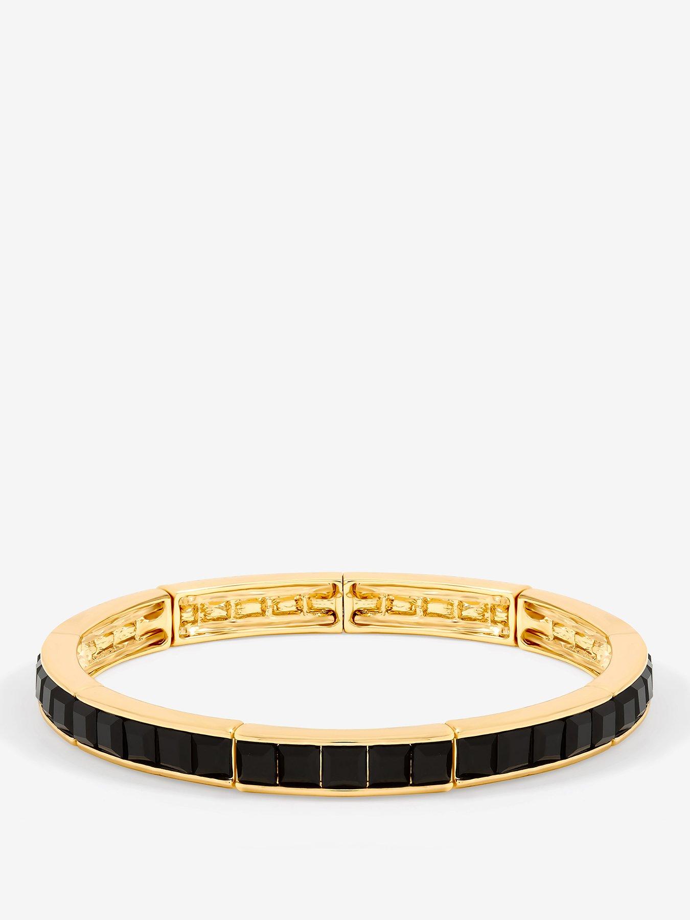 Jon Richard Gold Plated and Cubic Zirconia Jet Stretch Bracelet