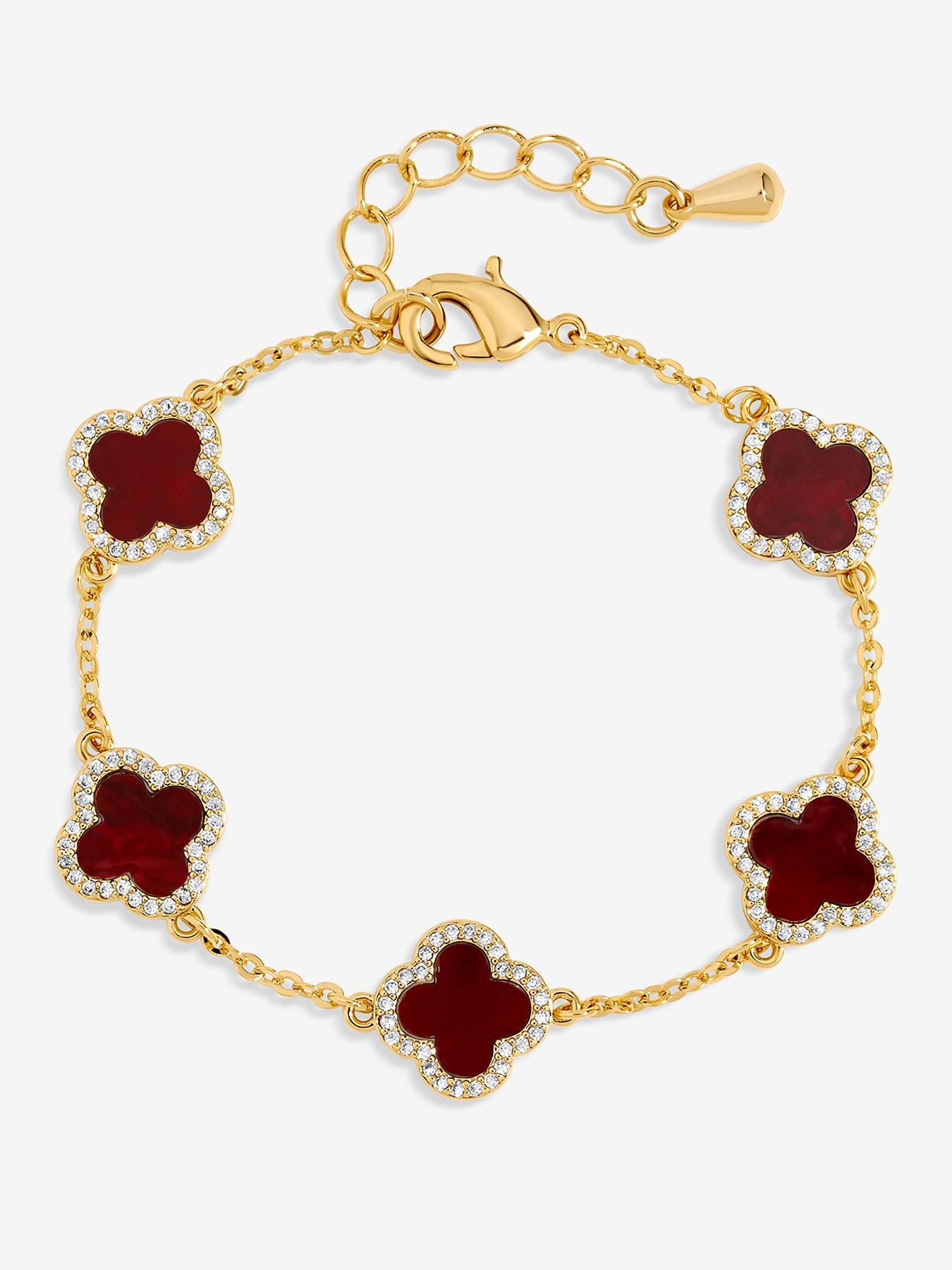 undefined Gold Plated Carnelian Clover Bracelet