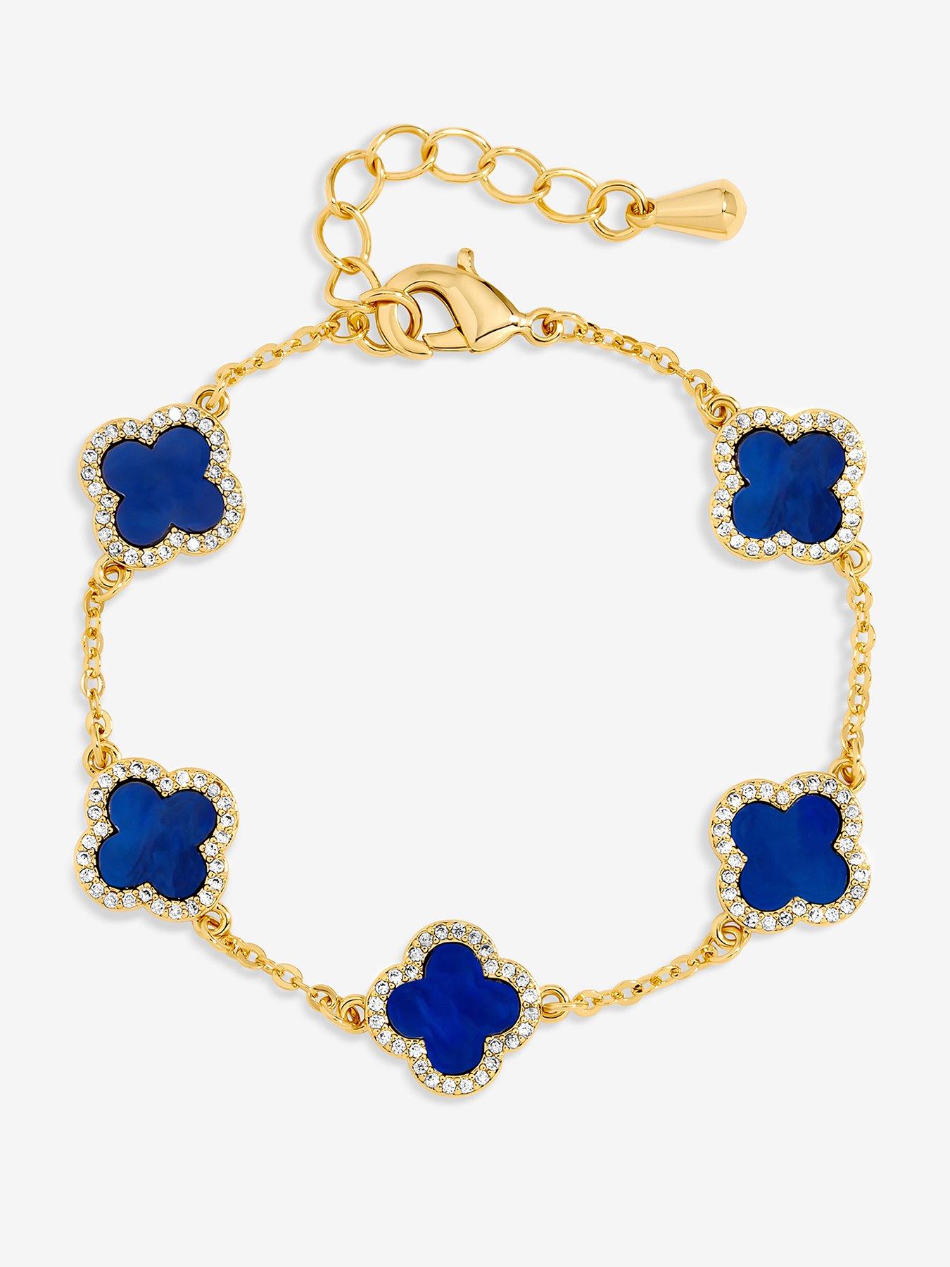 Jon Richard Gold Plated Lapis Clover Bracelet