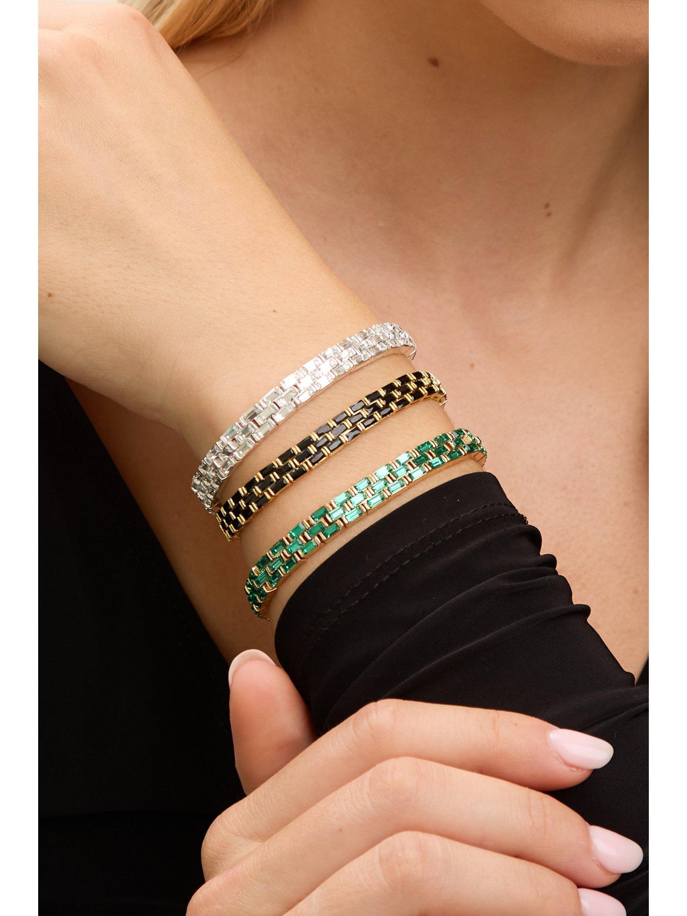 Image 2 of 2 of Jon Richard Gold Plated and Jet Crystal Chain Stretch Bracelet