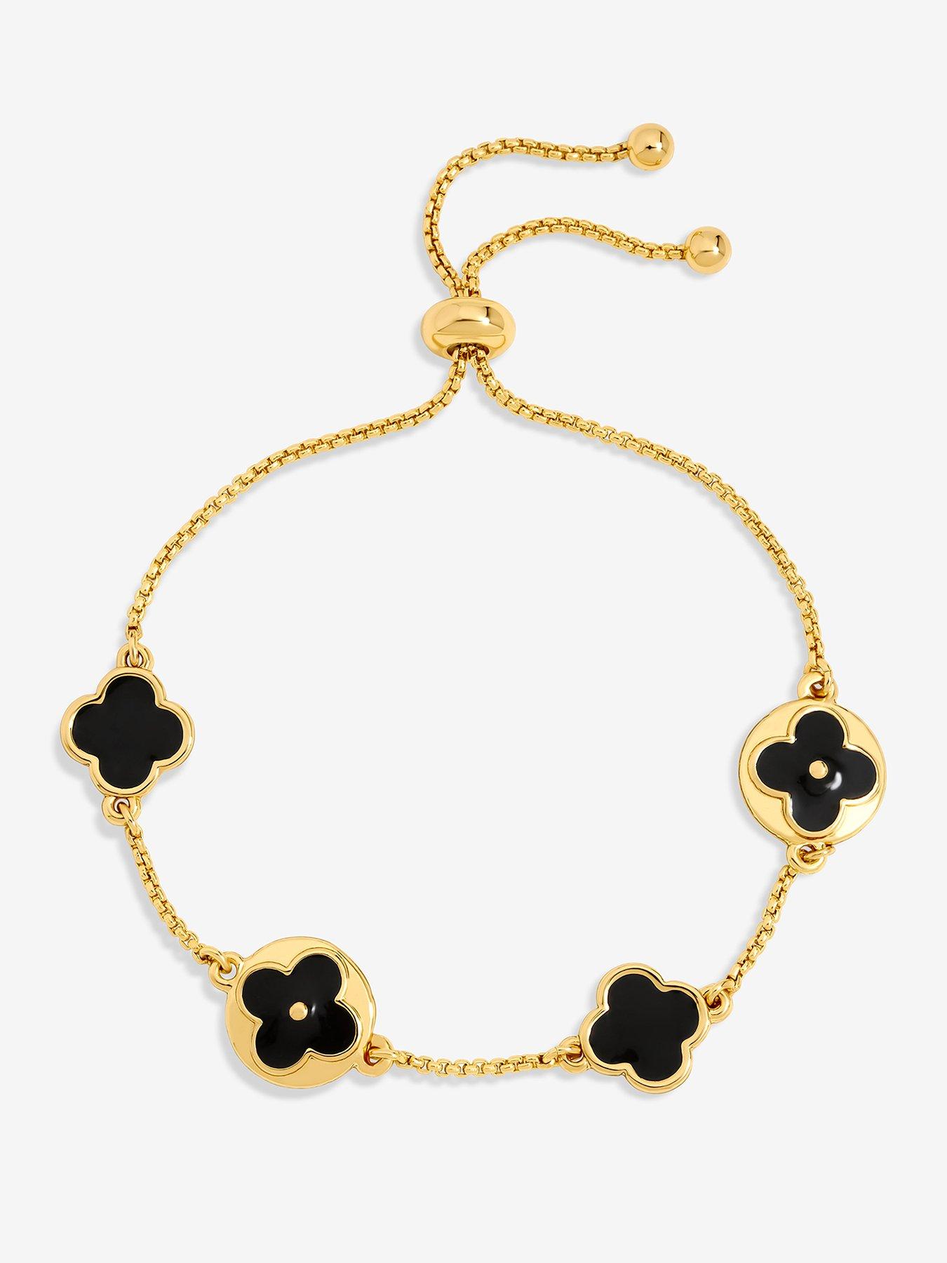Mood Gold  &  Jet Clover Toggle Bracelet