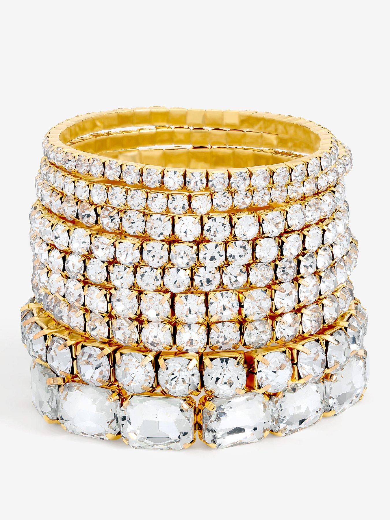 undefined Gold Crystal Multipack Stretch Bracelets - Pack of 7